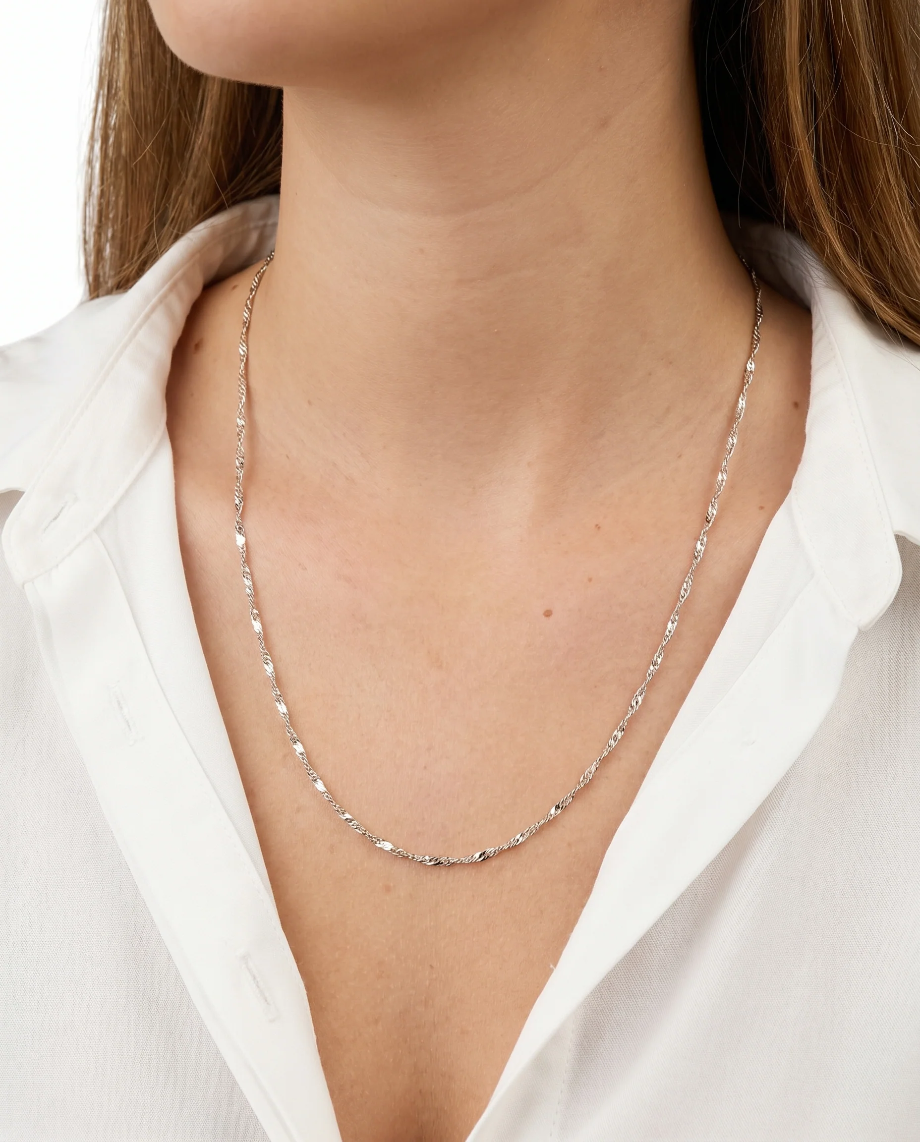 Singaporekedja Halsband i 18K vitt guld, 50.5 cm, 3.2 g