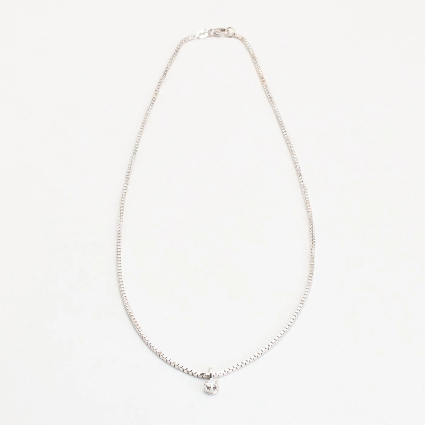 Venezia solitärhalsband med diamant (0.24 ct) i 14K vitt guld, 48.5 cm, 8.13 g - Image 2