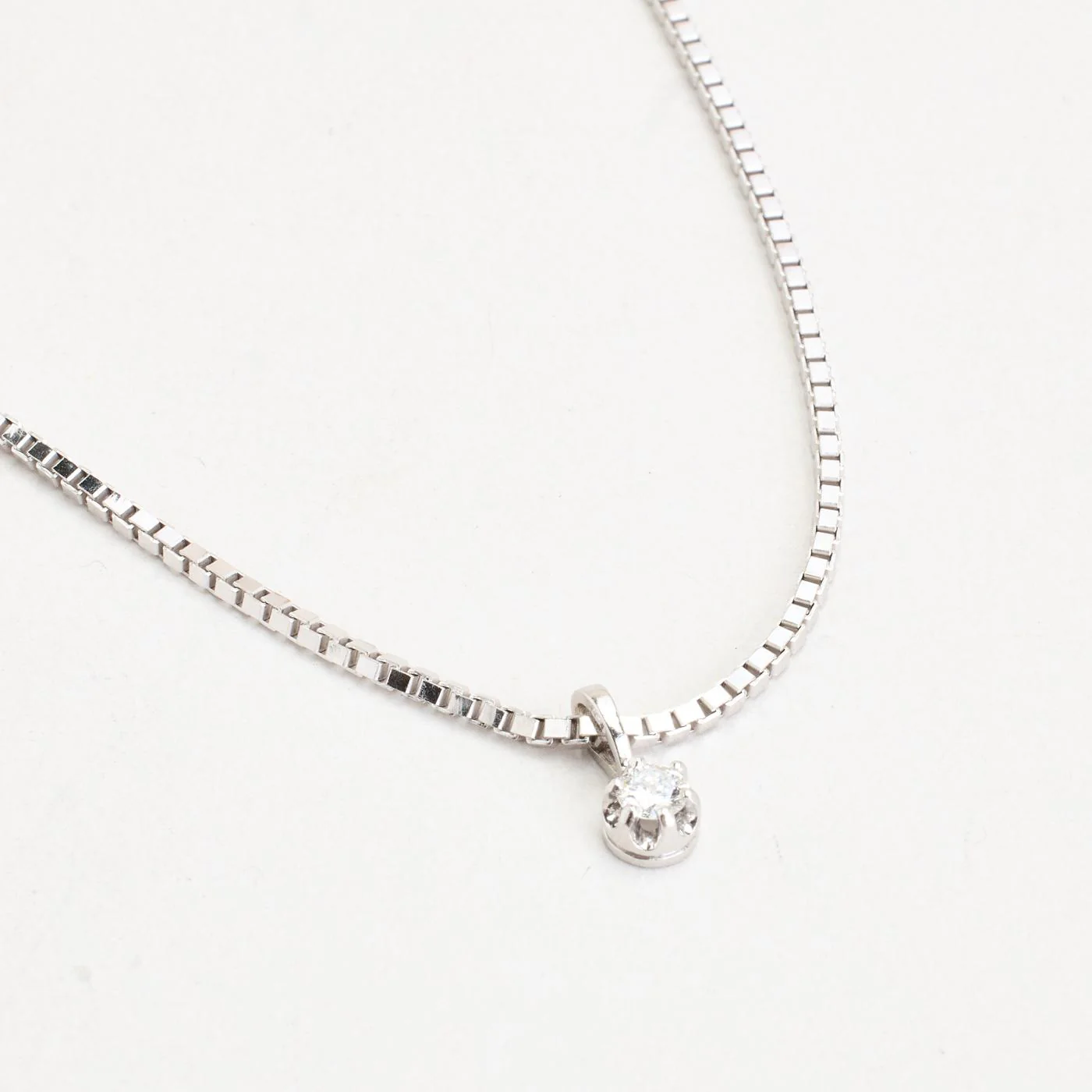 Venezia solitärhalsband med diamant (0.24 ct) i 14K vitt guld, 48.5 cm, 8.13 g - Image 3
