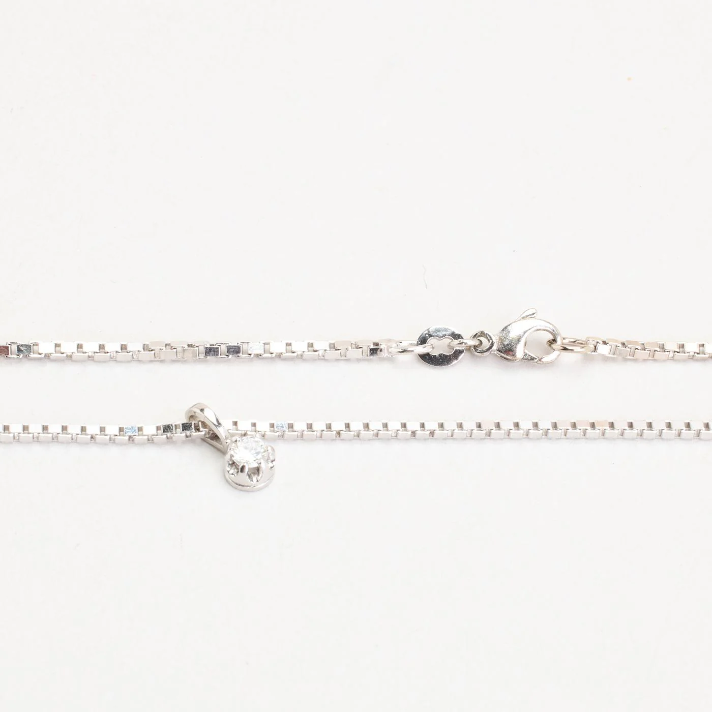 Venezia solitärhalsband med diamant (0.24 ct) i 14K vitt guld, 48.5 cm, 8.13 g - Image 4