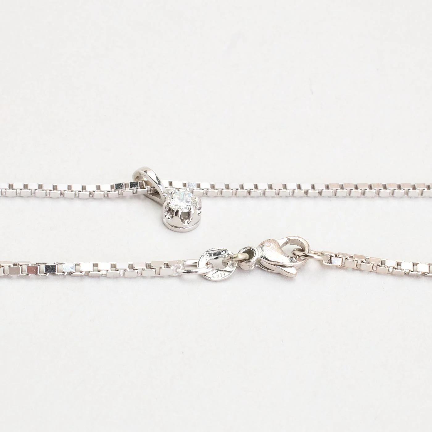 Venezia solitärhalsband med diamant (0.24 ct) i 14K vitt guld, 48.5 cm, 8.13 g - Image 5