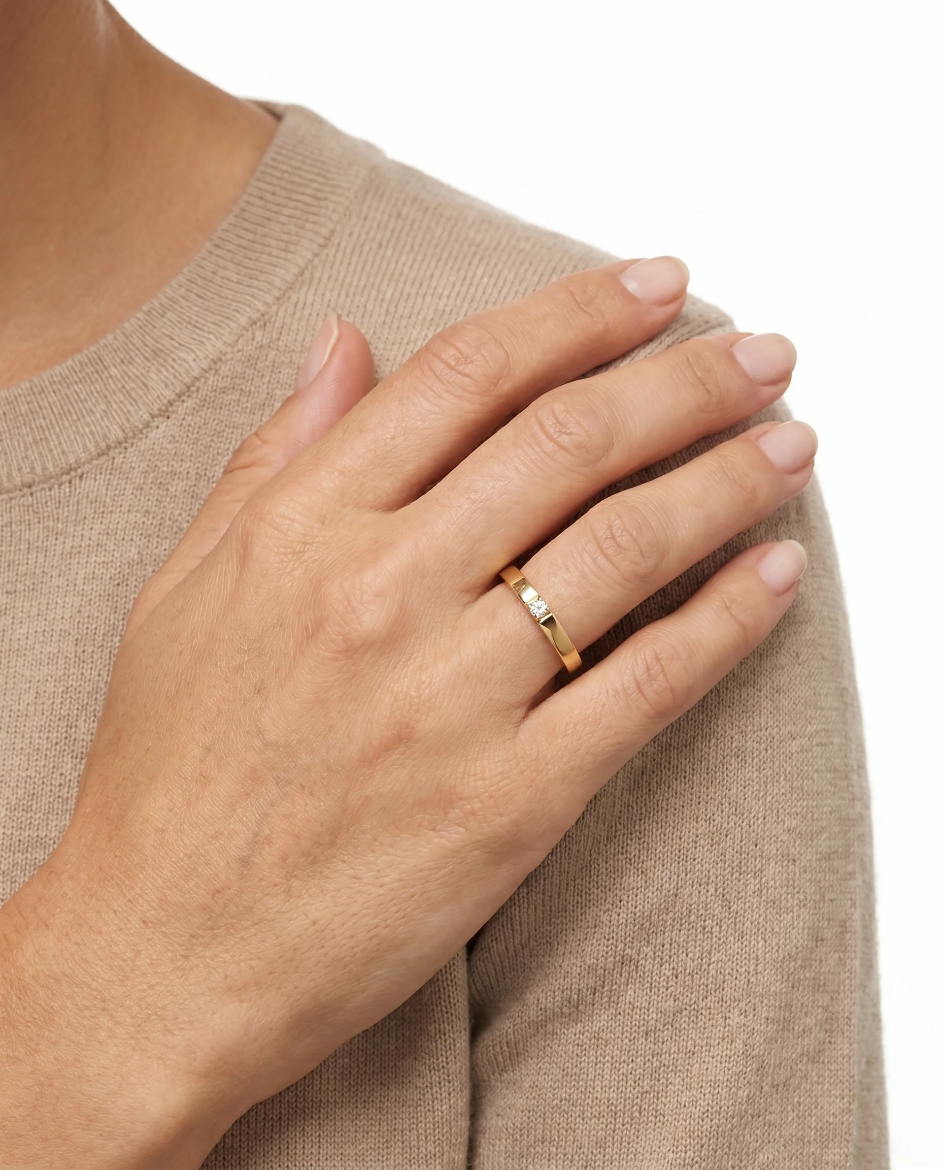 Alliansring med diamant (0.02 ct) i 14K guld strl. 16.2 / strl. 51 - Image 2