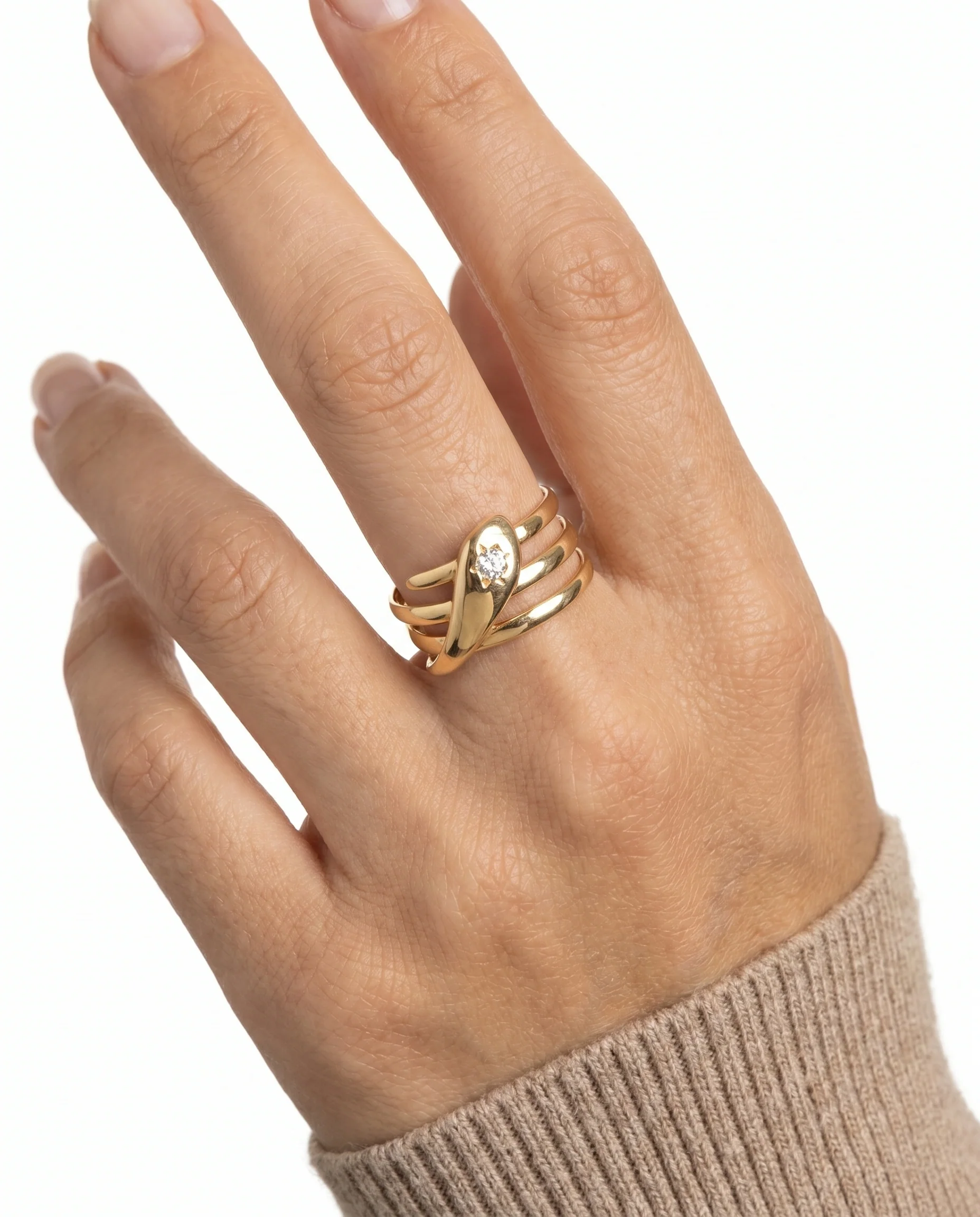 Ormring med diamant (0.03 ct) i 14K guld strl. 16.2 / strl. 51 - Image 2