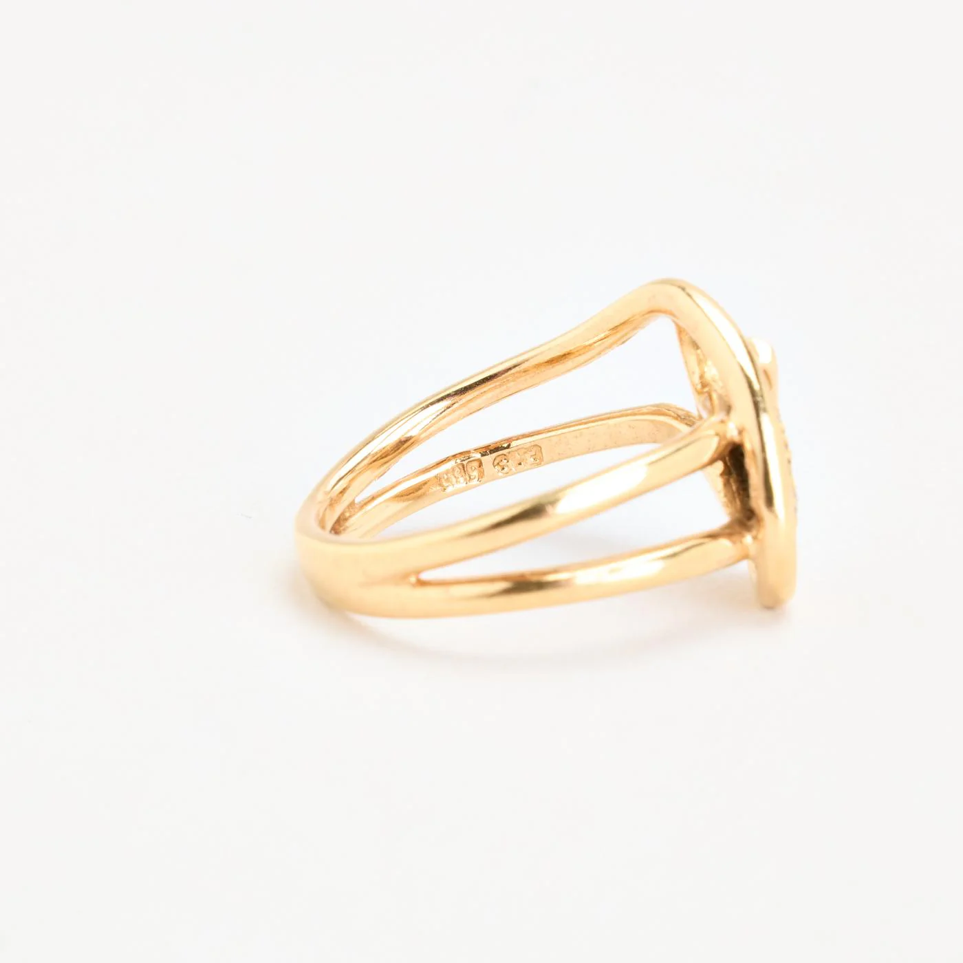 Droppformad pavéring med diamant (0.14 ct) i 14K guld strl. 17.5 / strl. 55 - Image 5