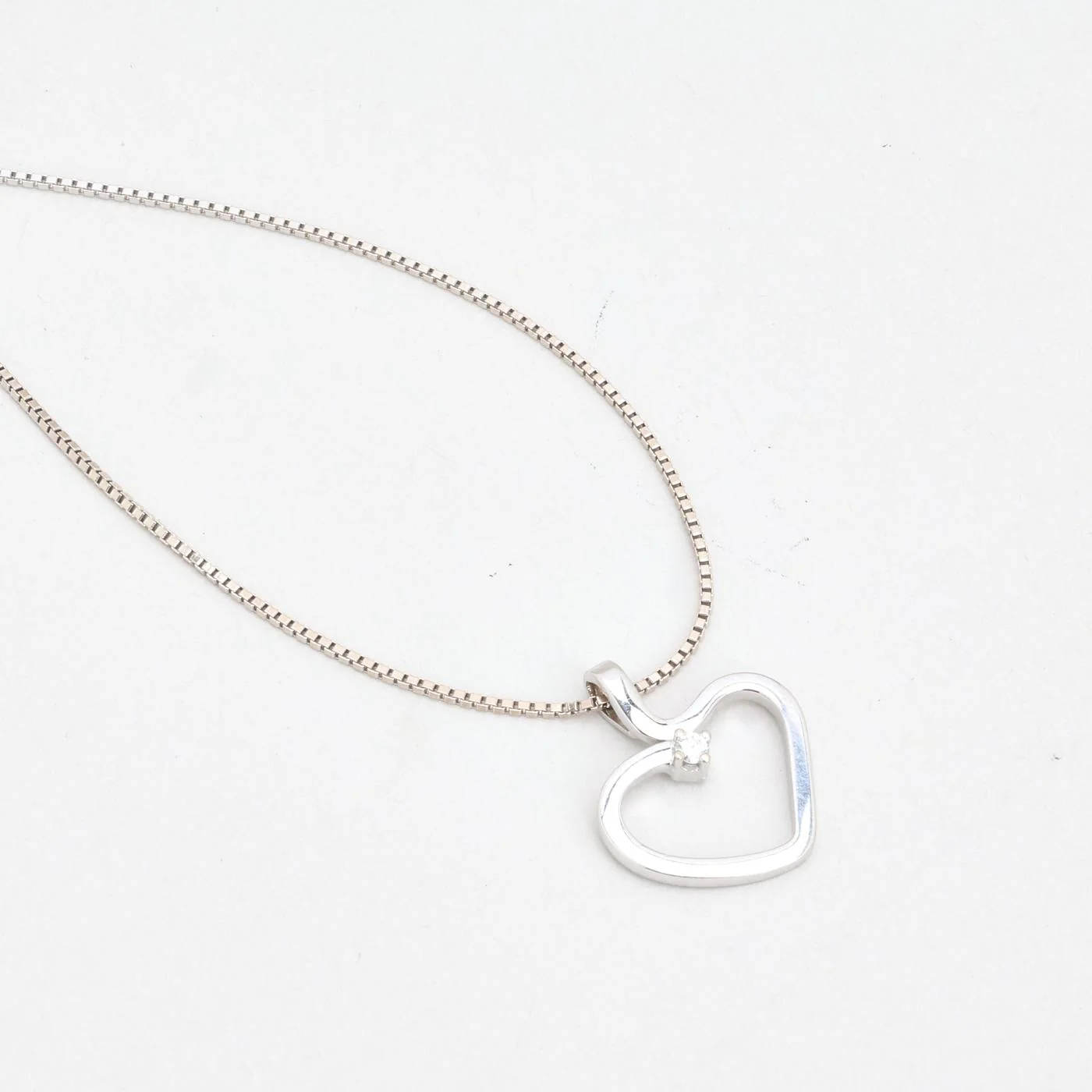 Hjärta Venezia Halsband med diamant (0.05 ct) i 14K vitt guld, 45 cm, 4.3 g - Image 3