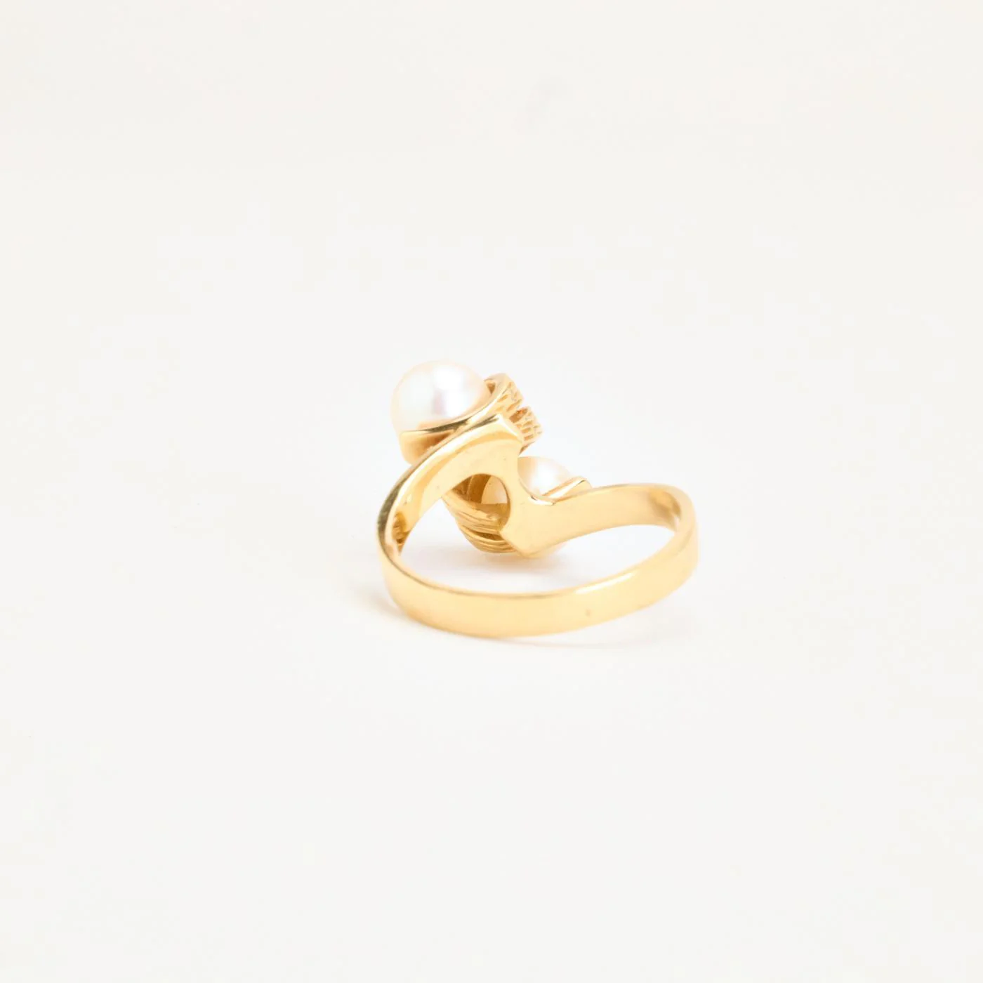Toi et Moi ring i 14K guld med en pärla strl. 17.5 / strl. 55 - Image 3