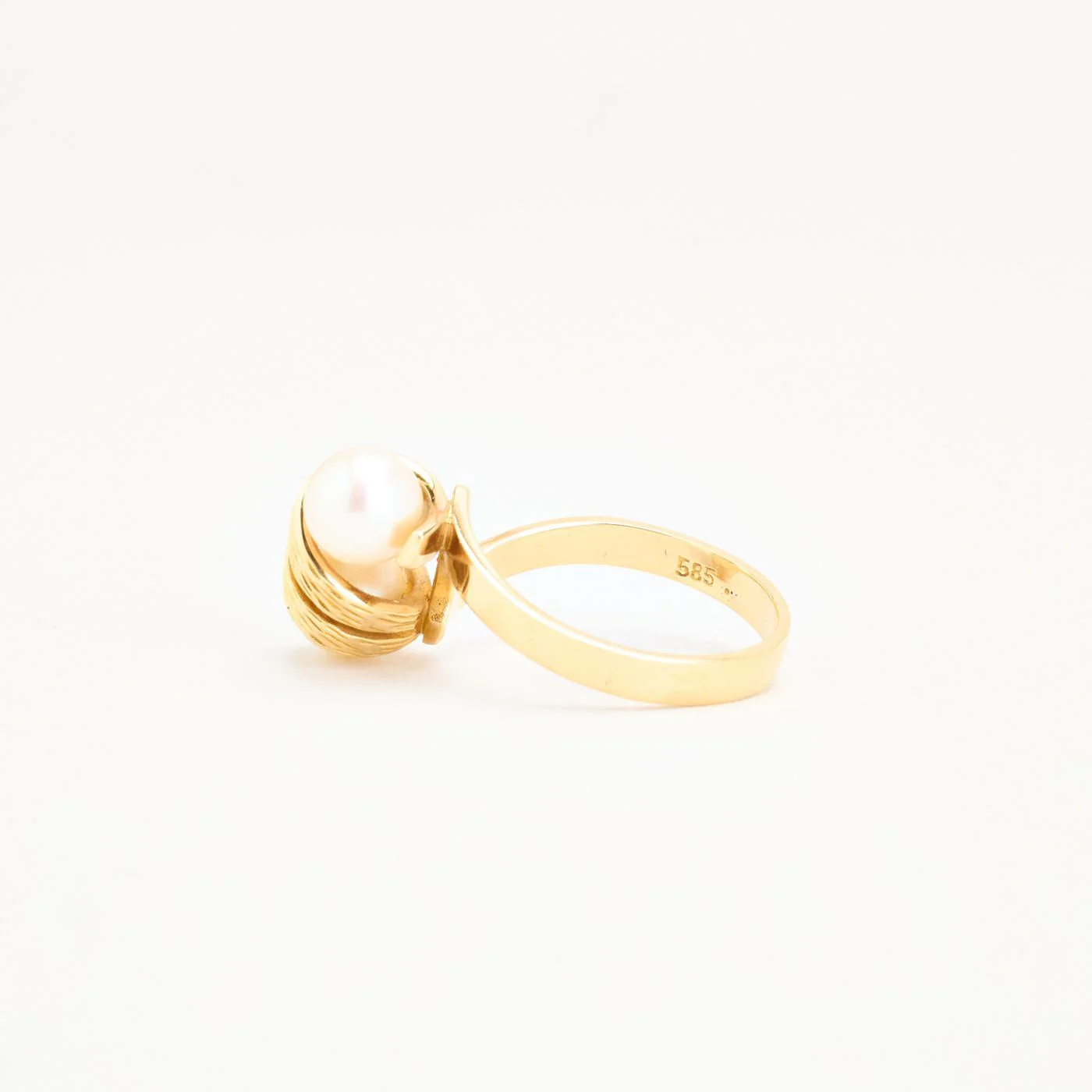 Toi et Moi ring i 14K guld med en pärla strl. 17.5 / strl. 55 - Image 4
