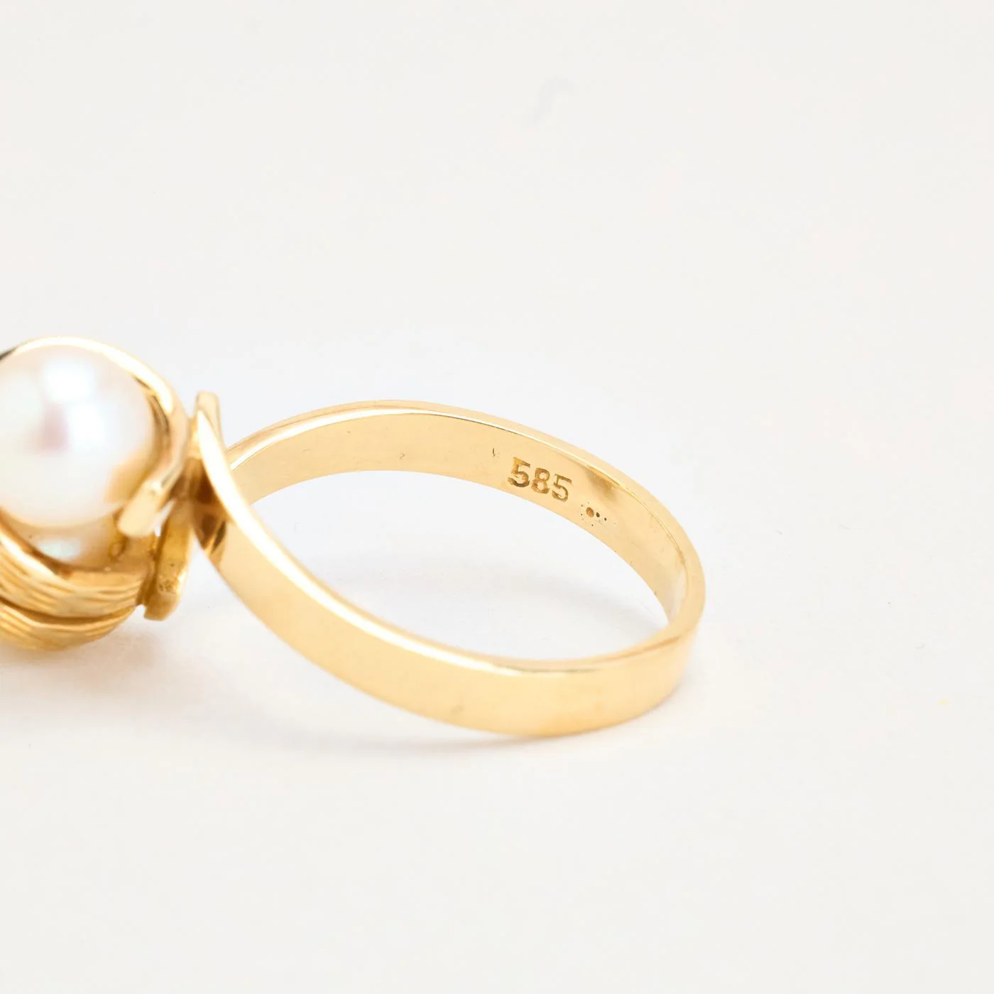 Toi et Moi ring i 14K guld med en pärla strl. 17.5 / strl. 55 - Image 5