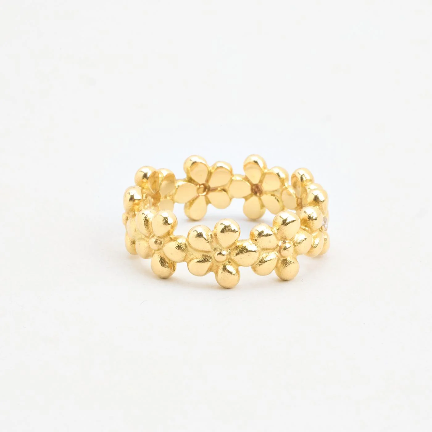 Blomsterring med diamant (0.03 ct) i 18K guld strl. 19.7 / strl. 62 - Image 5