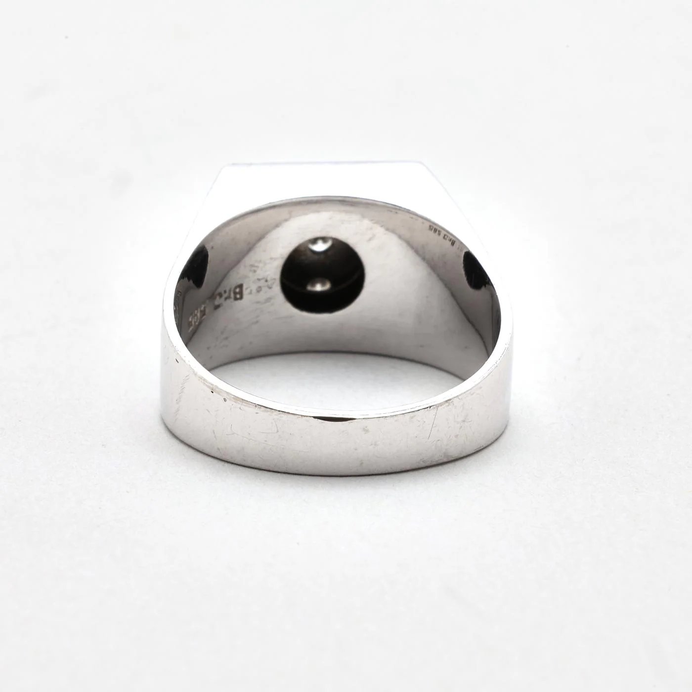 Hamrad klackring med diamant (0.28 ct) i 14K vitt guld strl. 18.5 / strl. 58 - Image 3
