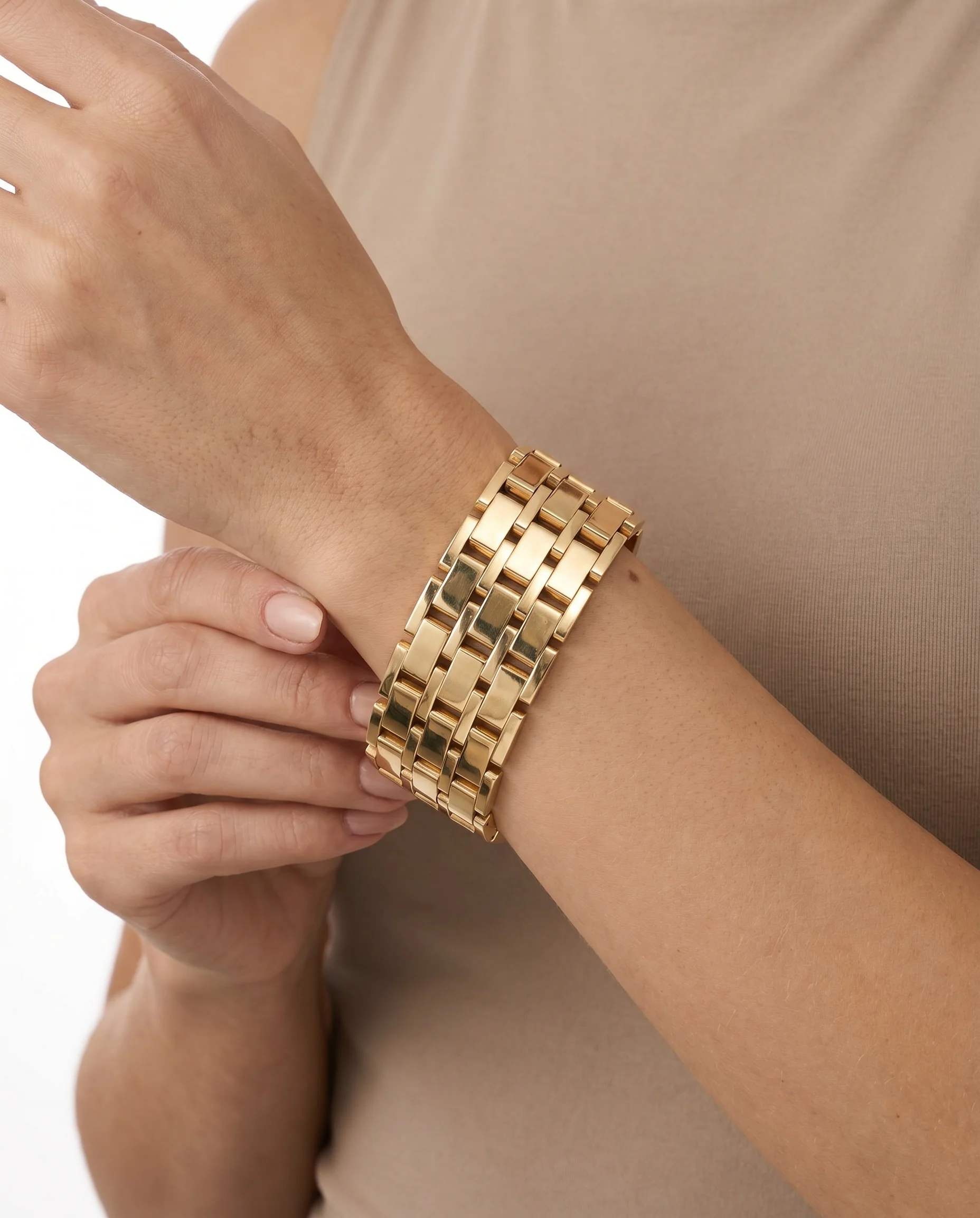 Block Armband i 14K guld, 20 cm, 66.2 g