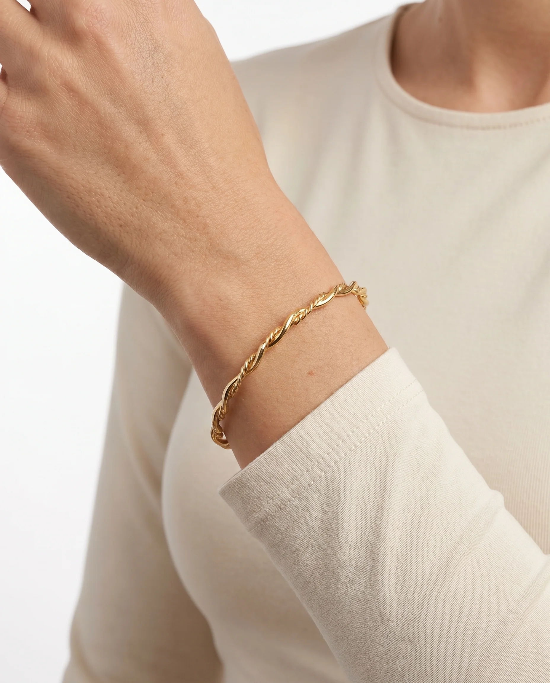 Vridna fast armring i 14K guld, 6.5 cm, 7 g - Image 2