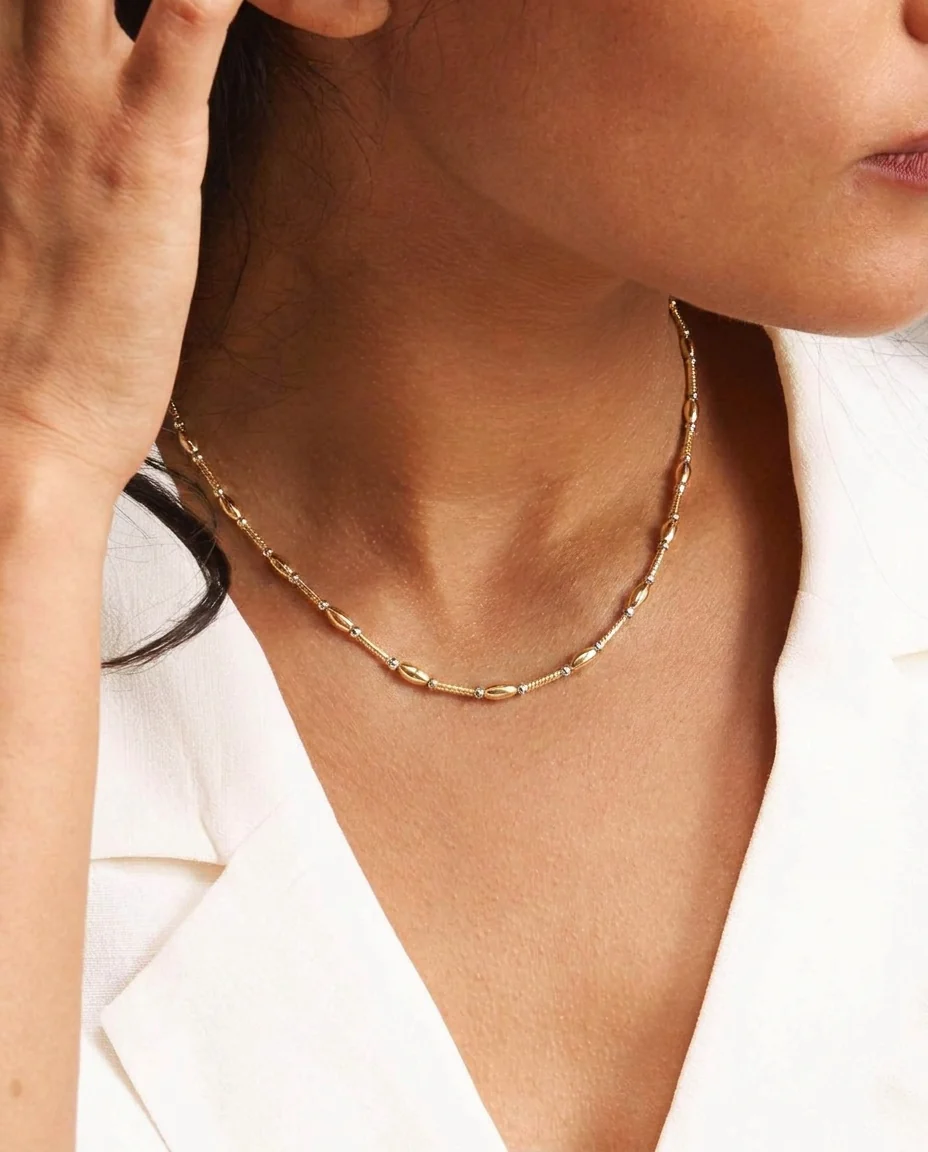 Kul collier i 18K vitt guld, 42 cm, 10.4 g