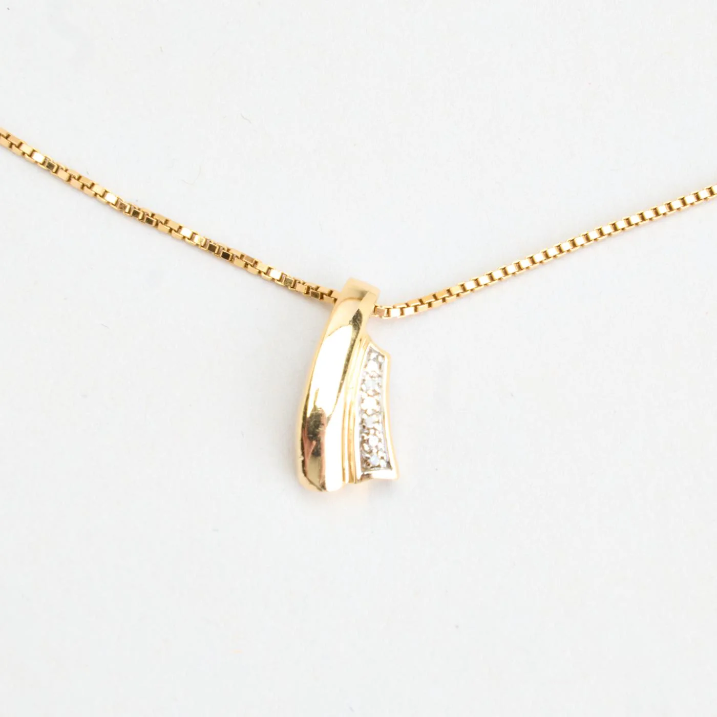Geometrisk Venezia Halsband med diamant (0.01 ct) i 14K guld, 45 cm, 4.48 g - Image 3