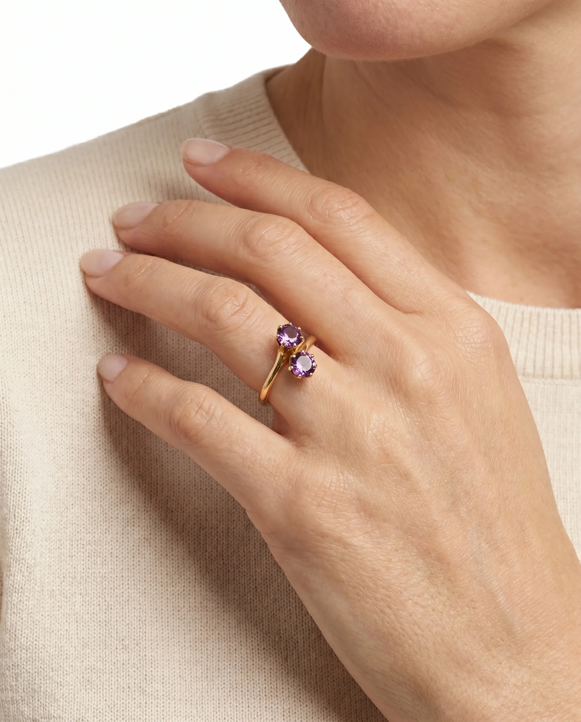 Toi et Moi ring i 14K guld strl. 17.5 / strl. 55 - Image 2