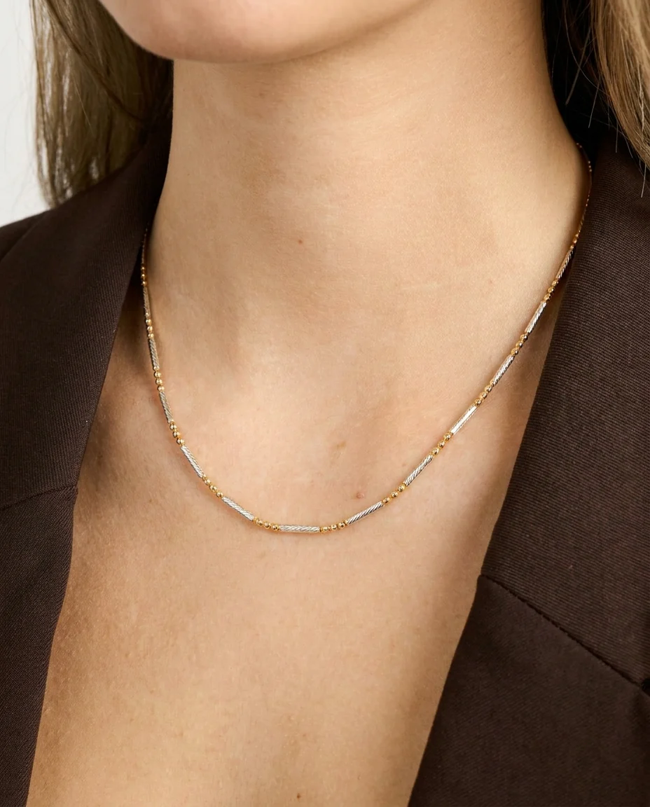 Kul collier i 18K vitt guld, 45 cm, 2.7 g