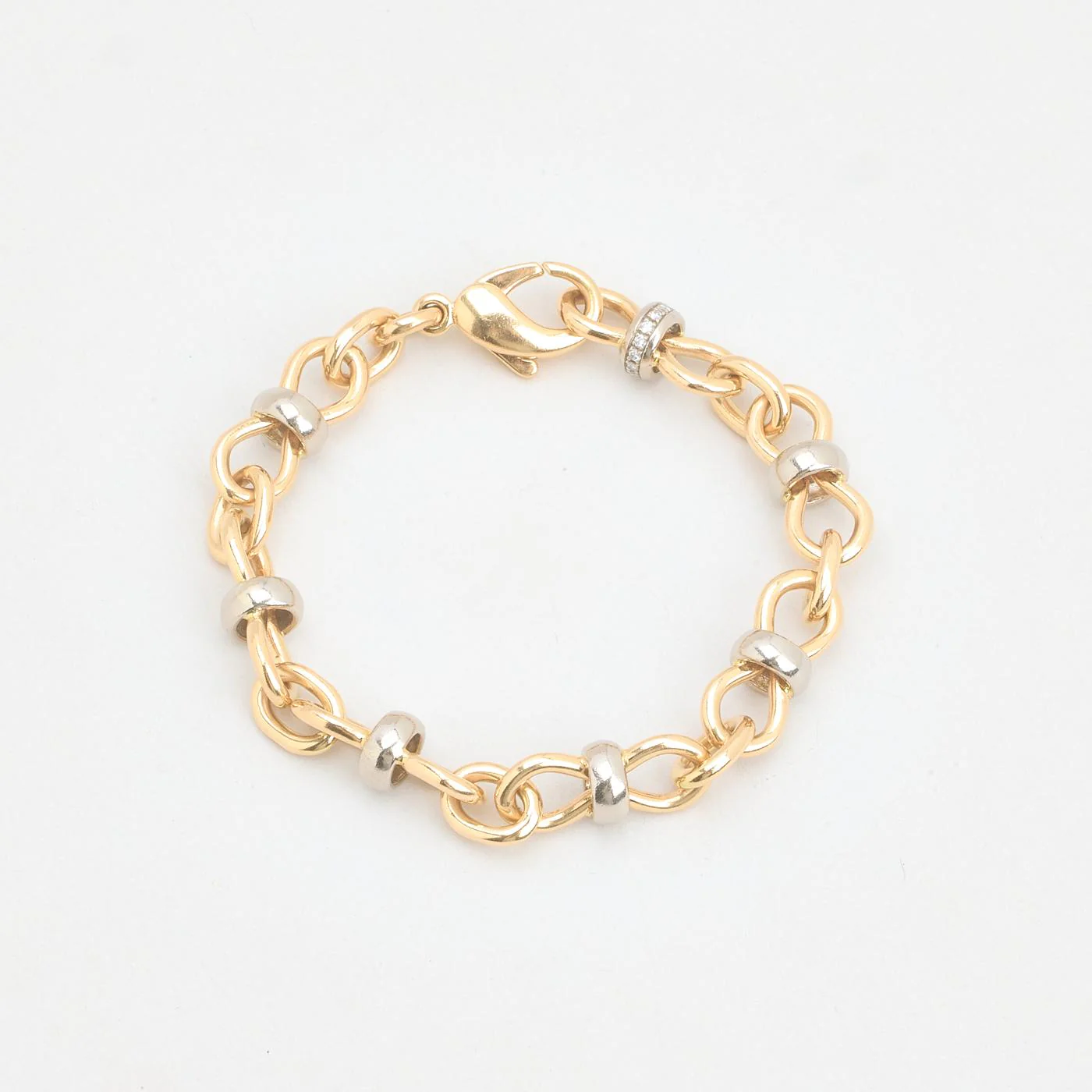 Länk Armband med diamant (0.14 ct) i 18K guld, 19 cm, 34.26 g