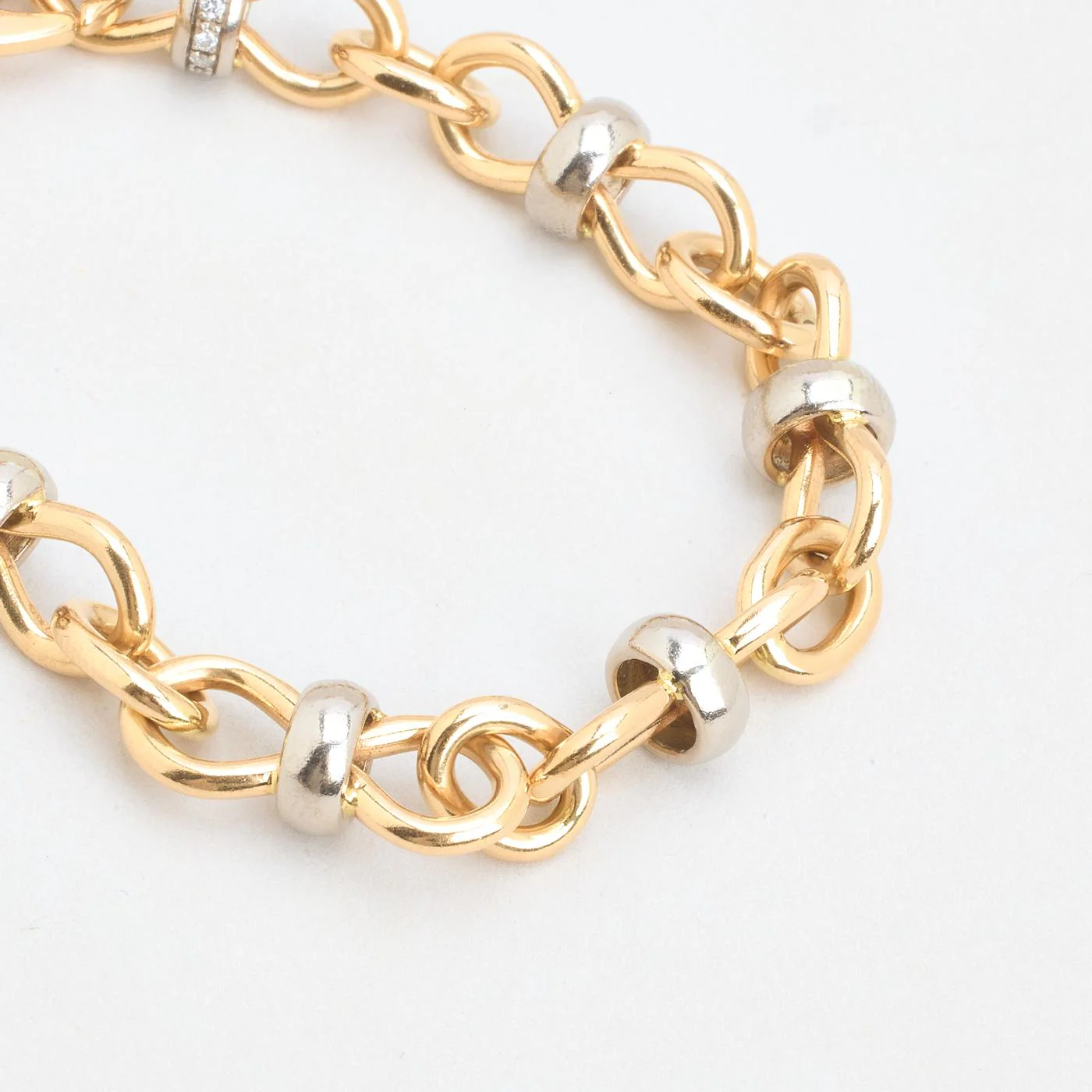 Länk Armband med diamant (0.14 ct) i 18K guld, 19 cm, 34.26 g - Image 2