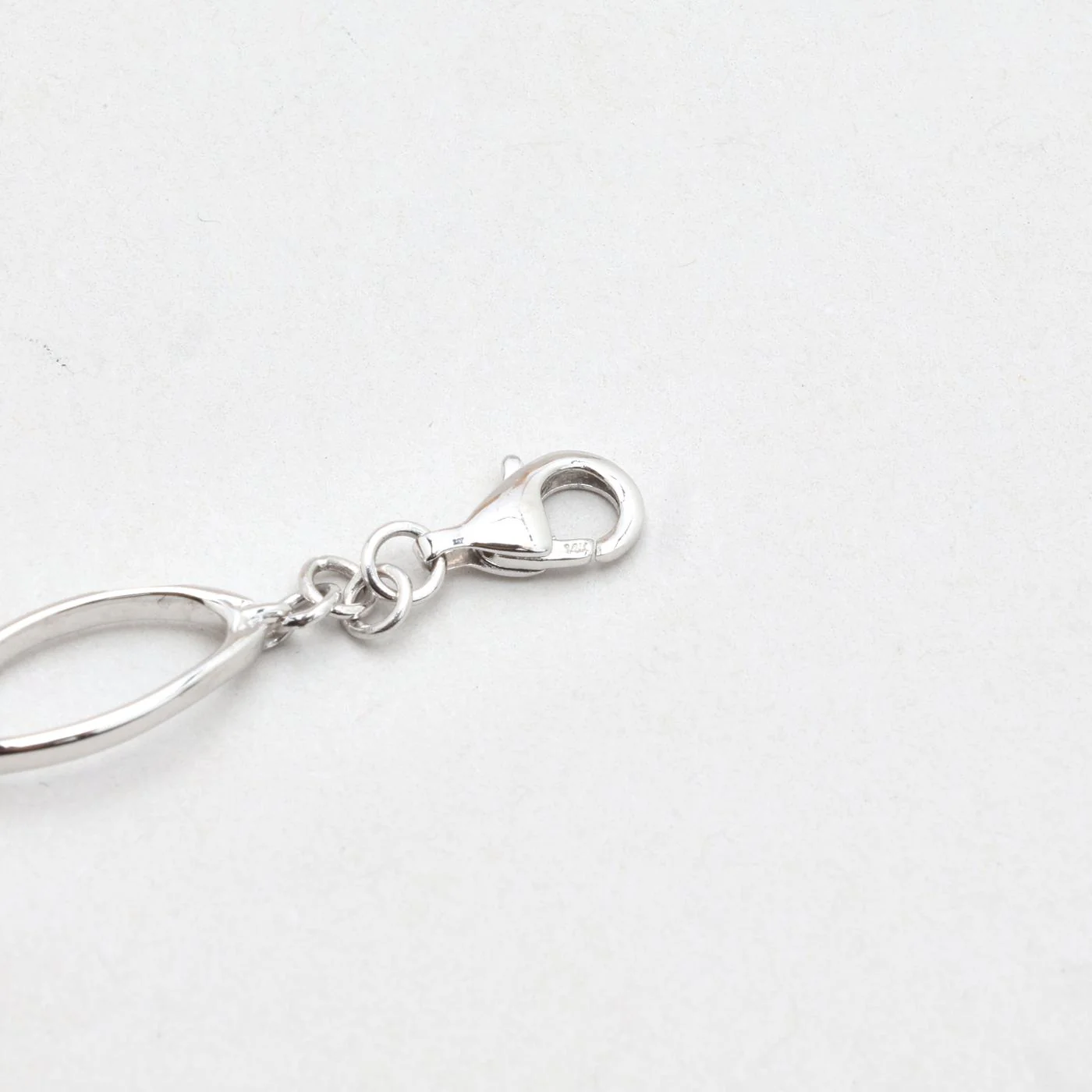 Oval Länk Armband med diamant (0.04 ct) i 14K vitt guld, 18 cm, 6.3 g - Image 5