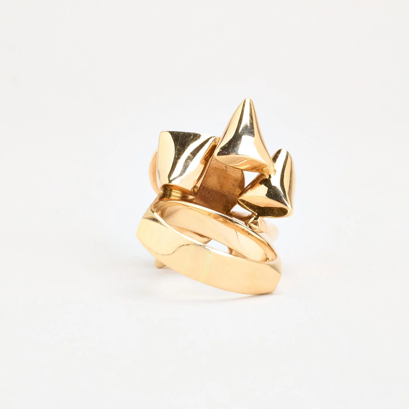 Geometrisk statementring i 14K guld med en opal strl. 17.8 / strl. 56 - Image 3
