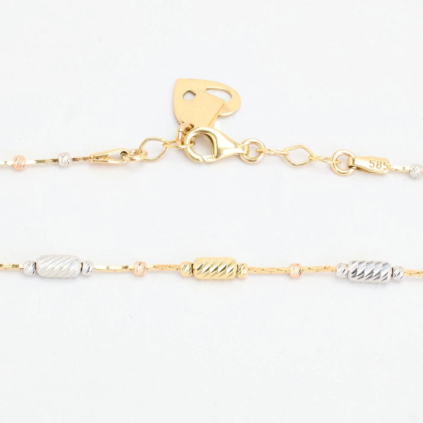 Mönstrad Stenkedja berlockarmband i 14K guld, 19 cm, 3.2 g - Image 3