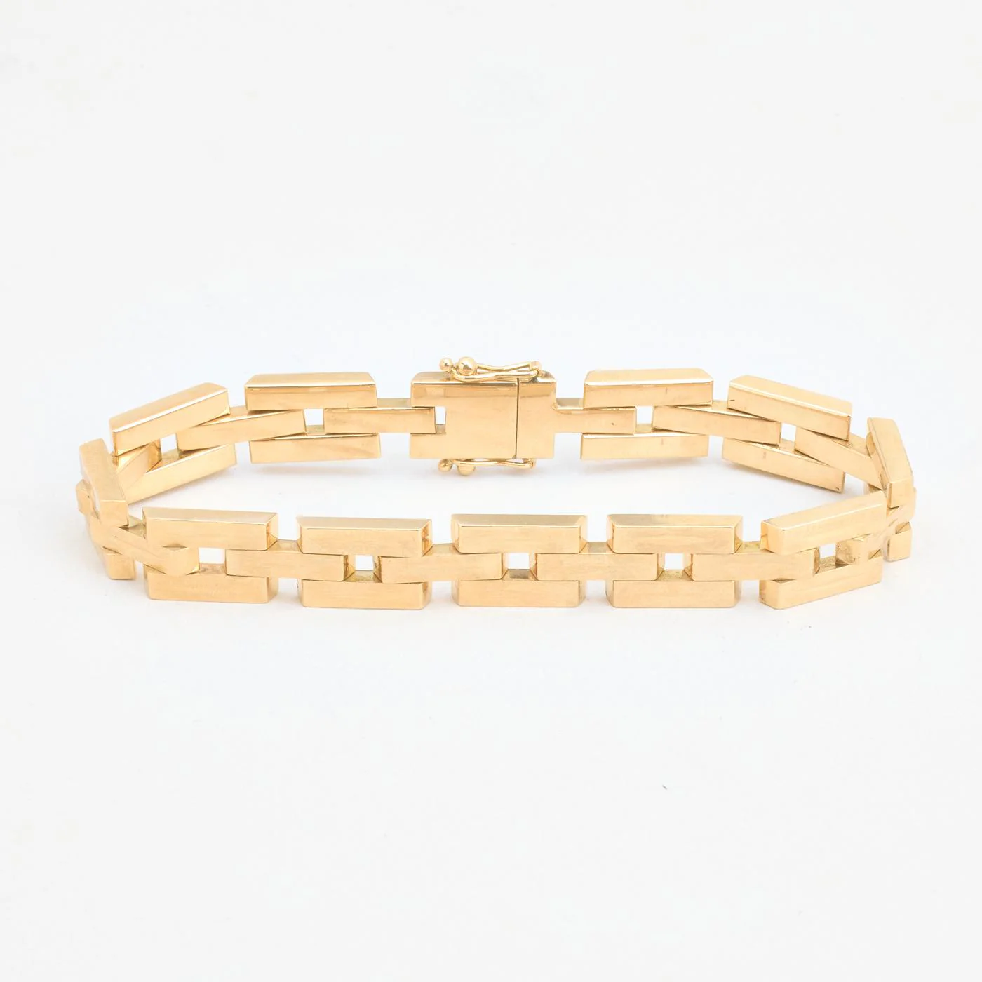 Mönstrad Block Armband i 14K guld, 18.5 cm, 23.5 g