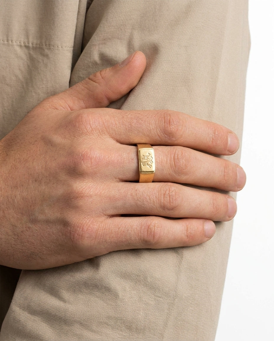 Monogram klackring i 14K guld strl. 16.9 / strl. 53 - Image 2