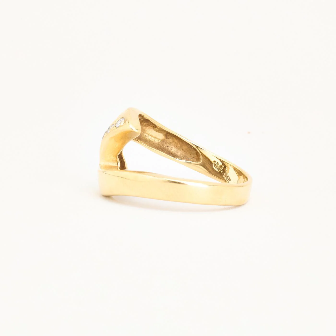 Geometrisk Crossoverring i 14K guld med en zirkonia strl. 18.1 / strl. 57 - Image 5