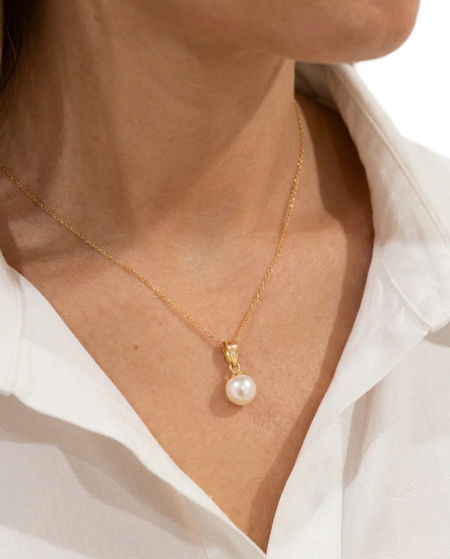 Klassisk Hänge i 14K guld med en pärla, 1.5 cm, 0.27 g - Image 2