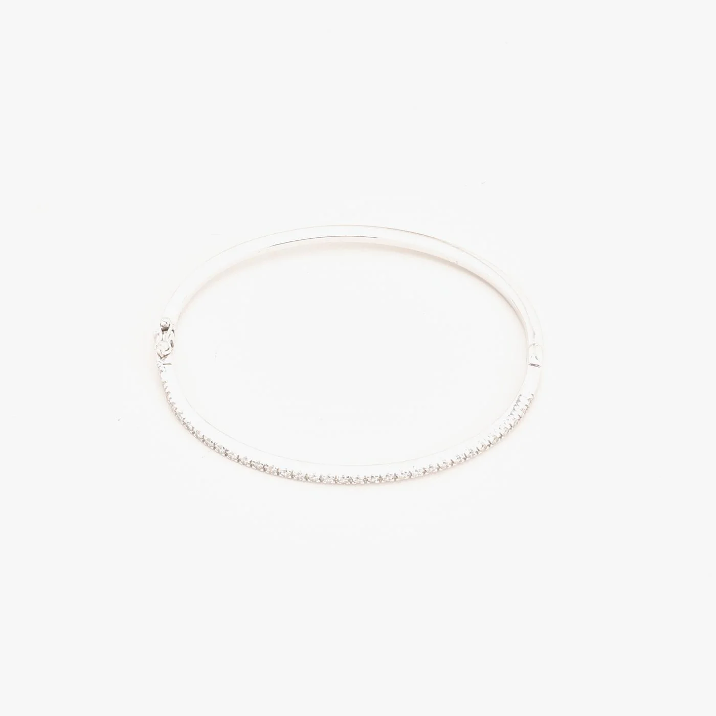 Klassisk armring med lås i 14K vitt guld med en zirkonia, 6.5 cm, 7.3 g - Image 3