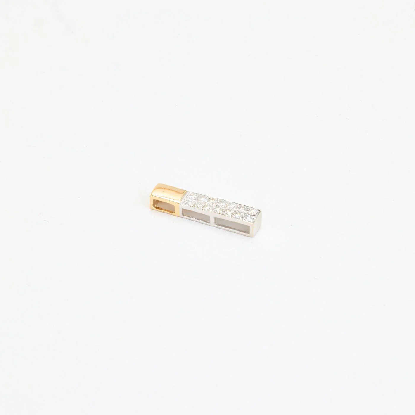 Geometrisk Hänge med diamant (0.12 ct) i 14K vitt guld, 2 cm, 0.6 g - Image 4