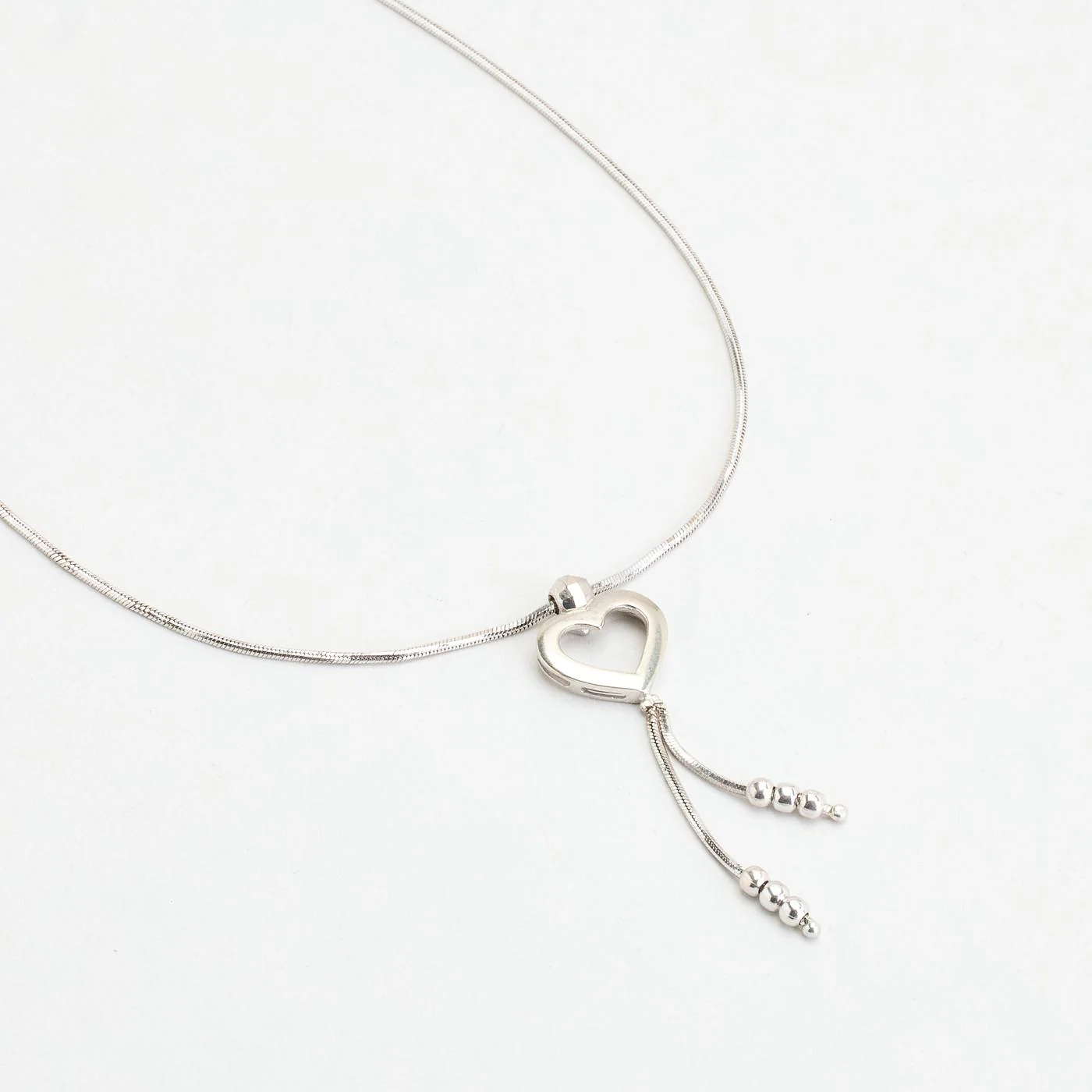 Hjärta Ormkedja Droppformad halsband i 14K vitt guld, 46.5 cm, 4.7 g - Image 3