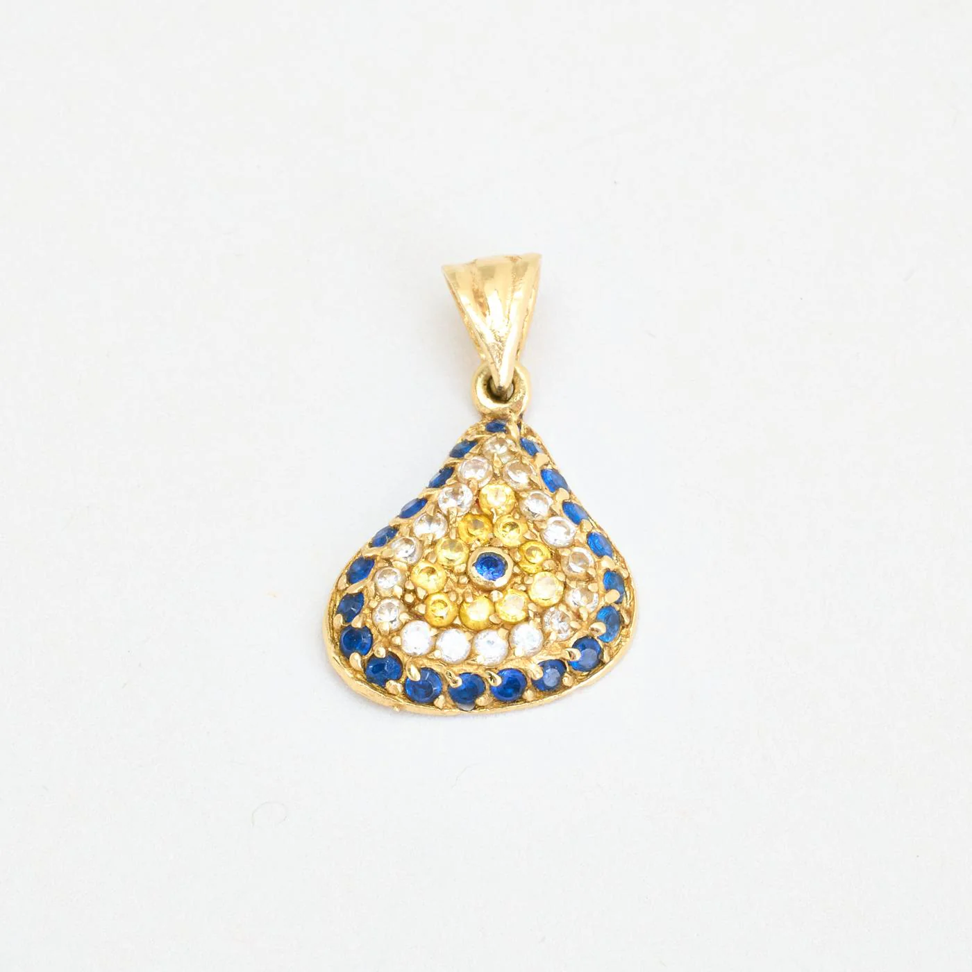 Böjd Pavéhänge i 8K guld med en zirkonia, zirkonia och zirkonia, 2 cm, 1.35 g