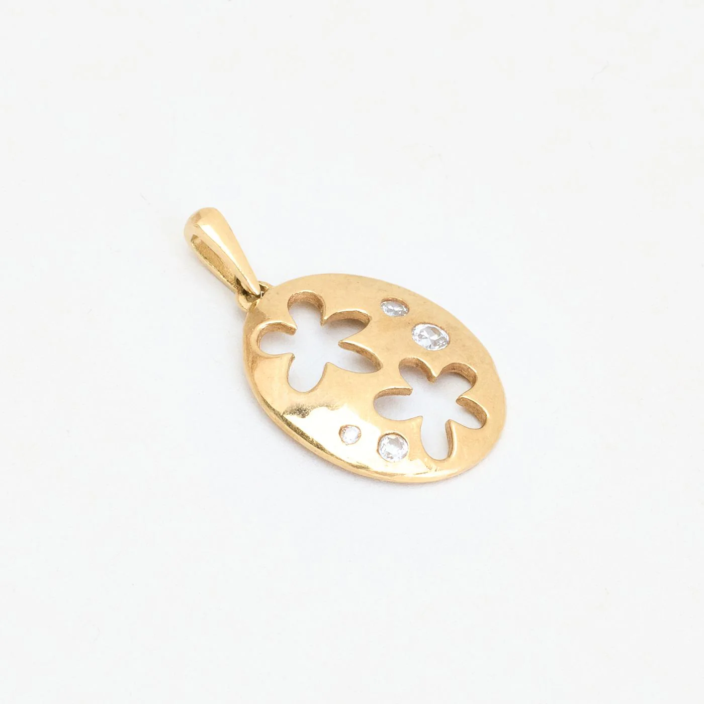 Oval Tallrikshänge i 8K guld med en zirkonia, 2 cm, 0.97 g - Image 4