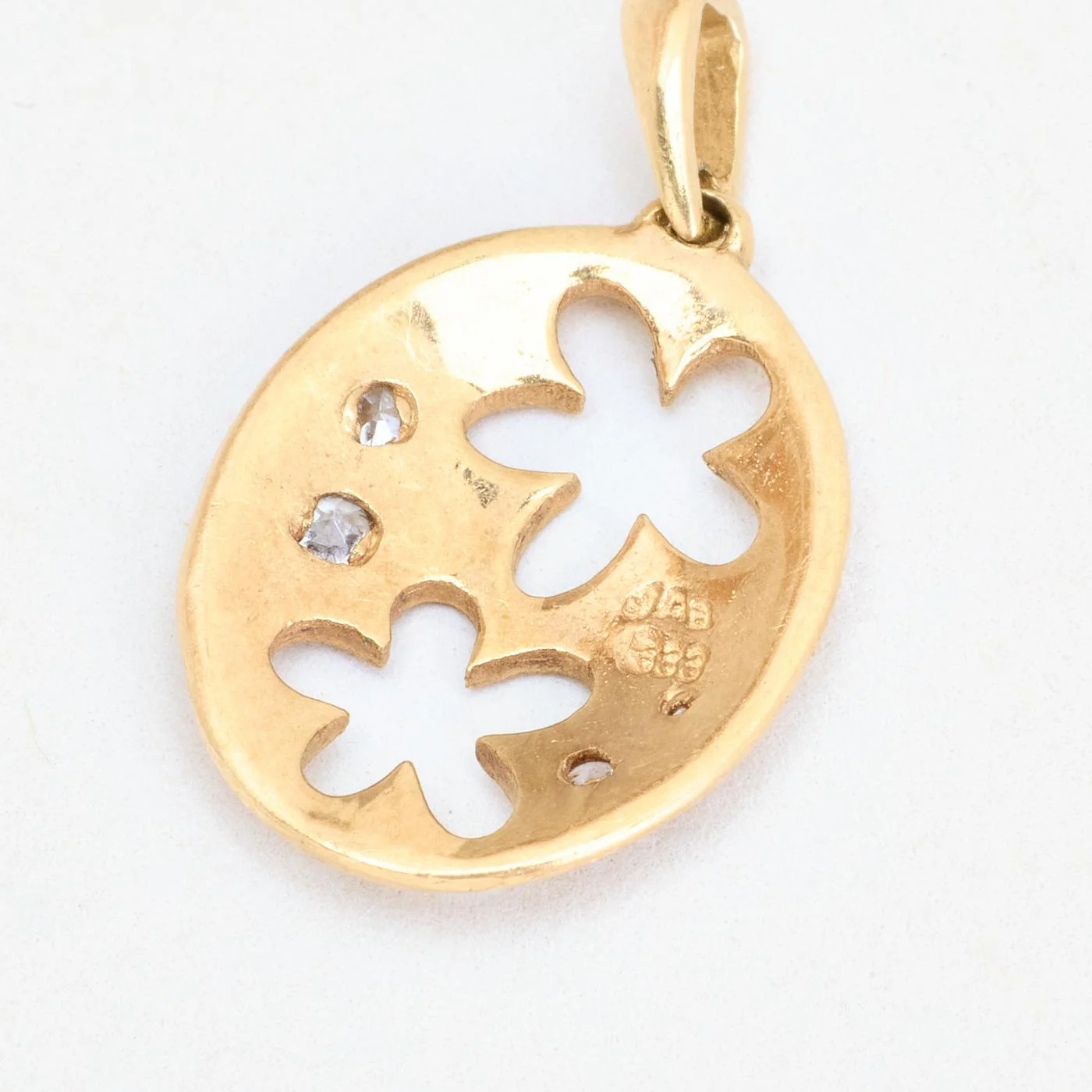 Oval Tallrikshänge i 8K guld med en zirkonia, 2 cm, 0.97 g - Image 5