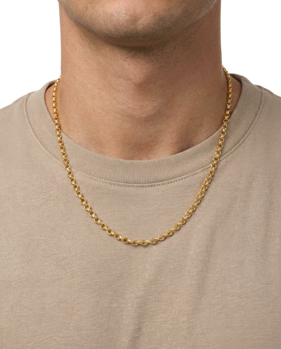 Mönstrad Ärtkedja Halsband i 14K guld, 45 cm, 8.4 g