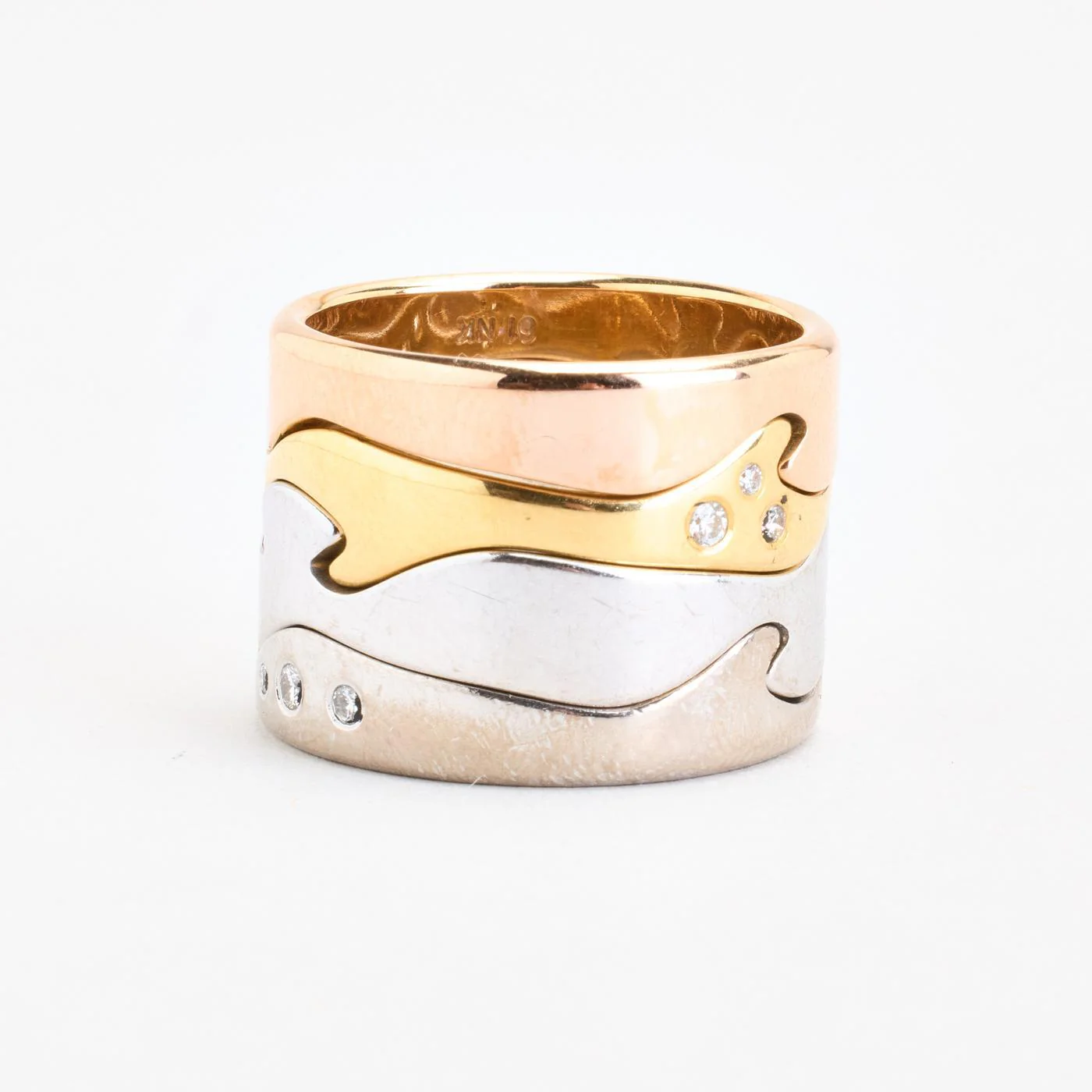 Georg Jensen Fusion band med diamant (0.25 ct) i 18K guld strl. 19.4 / strl. 61 - Image 5