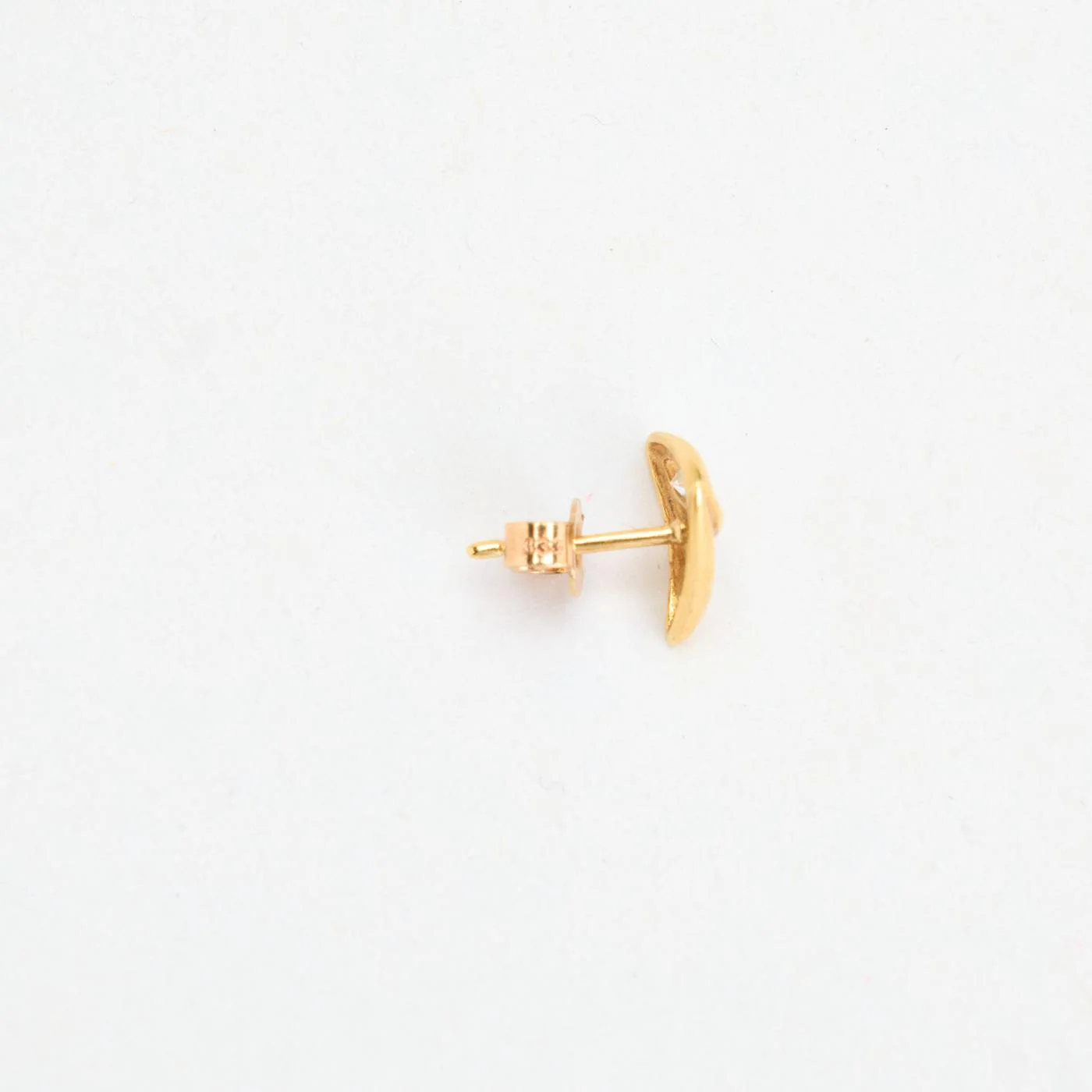 Geometrisk örhängen med stift i 8K guld med en zirkonia, 1.1 cm, - Image 5