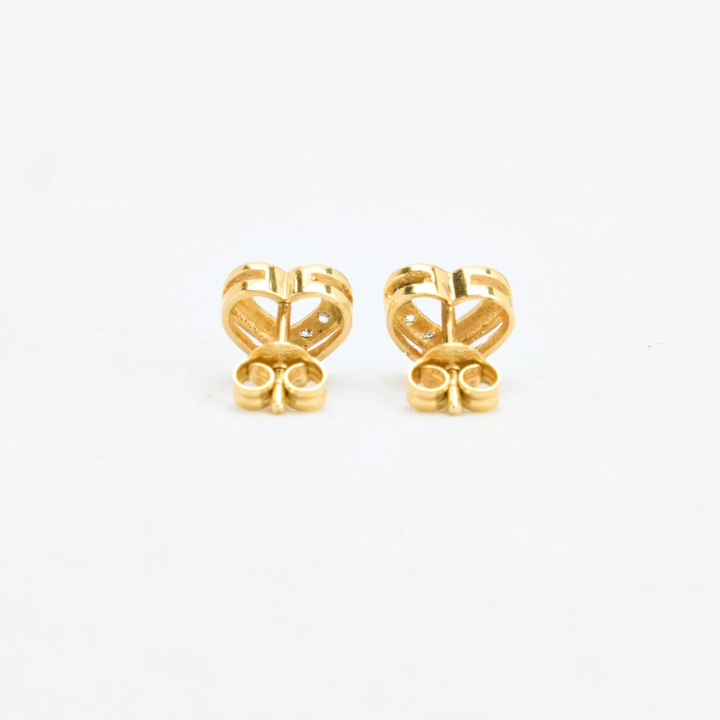 Hjärta örhängen i 14K guld med en zirkonia, 0.7 cm, - Image 3