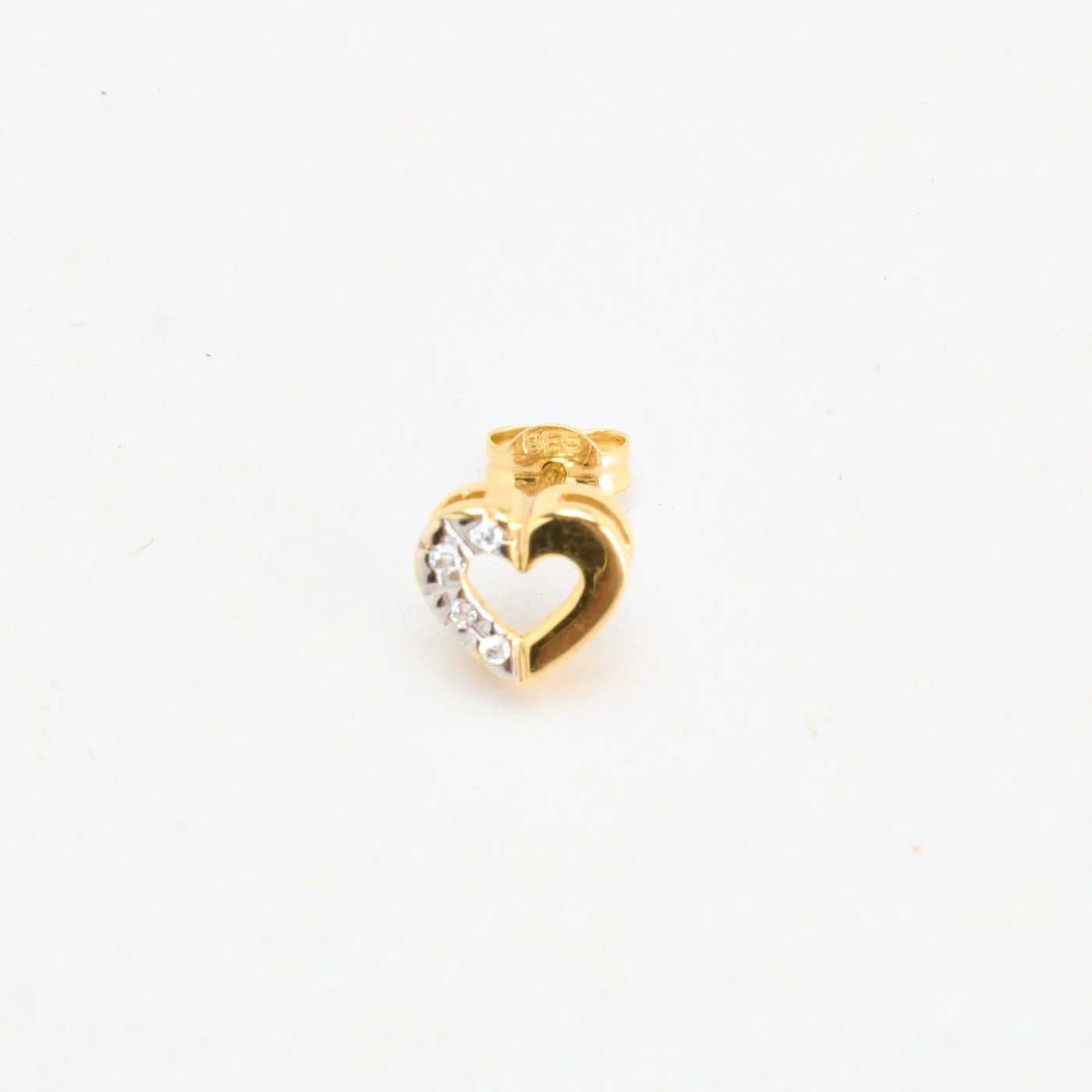 Hjärta örhängen i 14K guld med en zirkonia, 0.7 cm, - Image 5