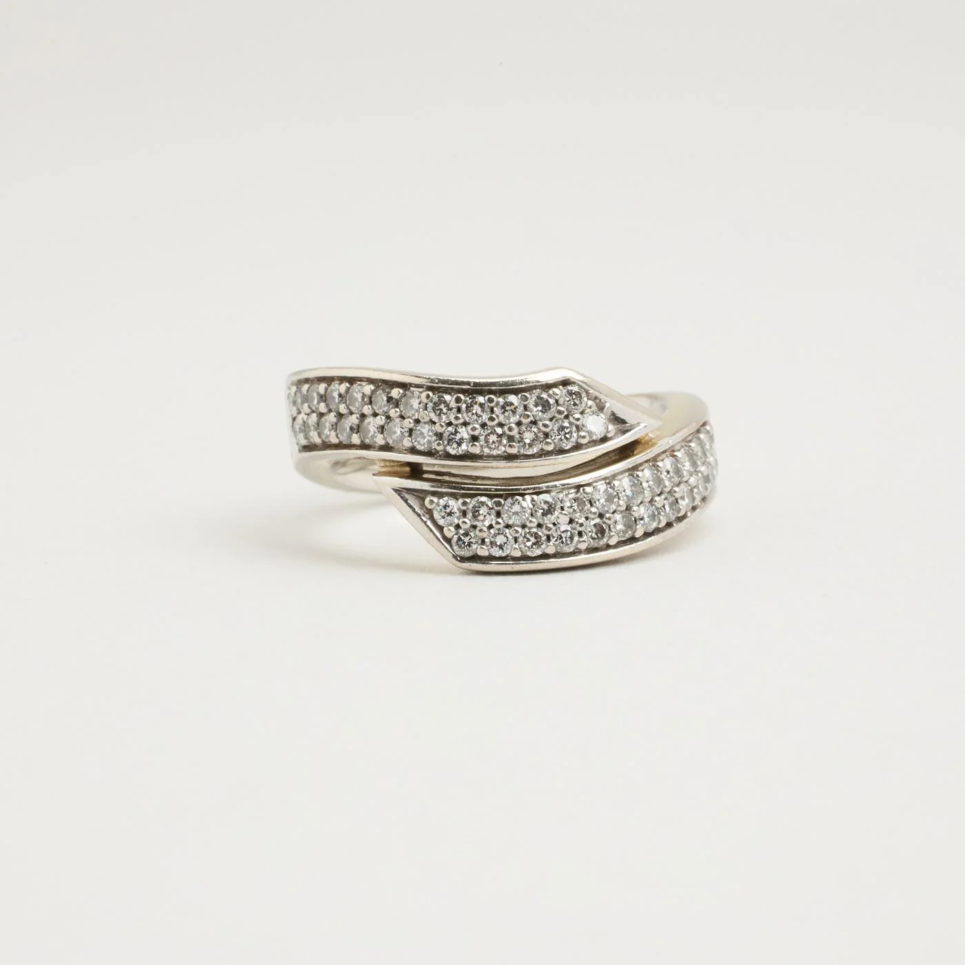 Pavéring med diamant (0.25 ct) i 14K vitt guld strl. 16.6 / strl. 52 - Image 2
