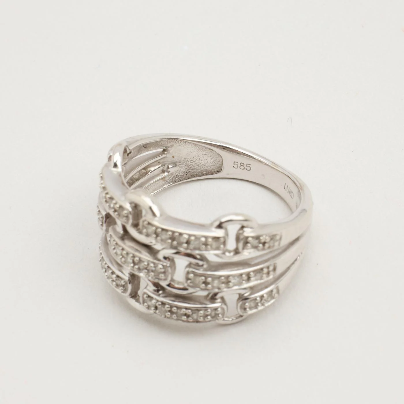 Pavéring med diamant (0.185 ct) i 14K vitt guld strl. 15.9 / strl. 50 - Image 4