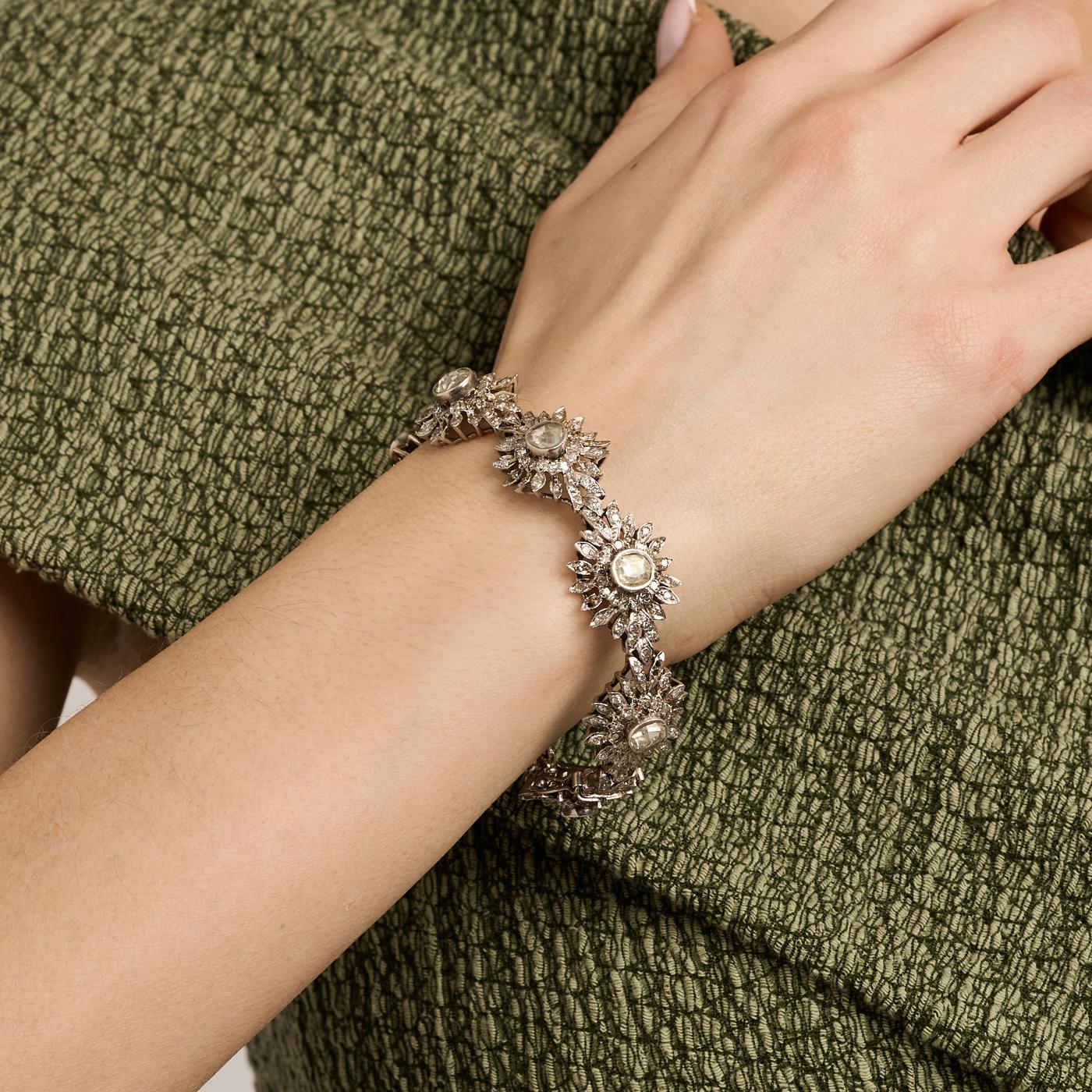 Antik Armband med diamant (4.8 ct) i 18K vitt guld, 18 cm, 29.5 g - Image 5