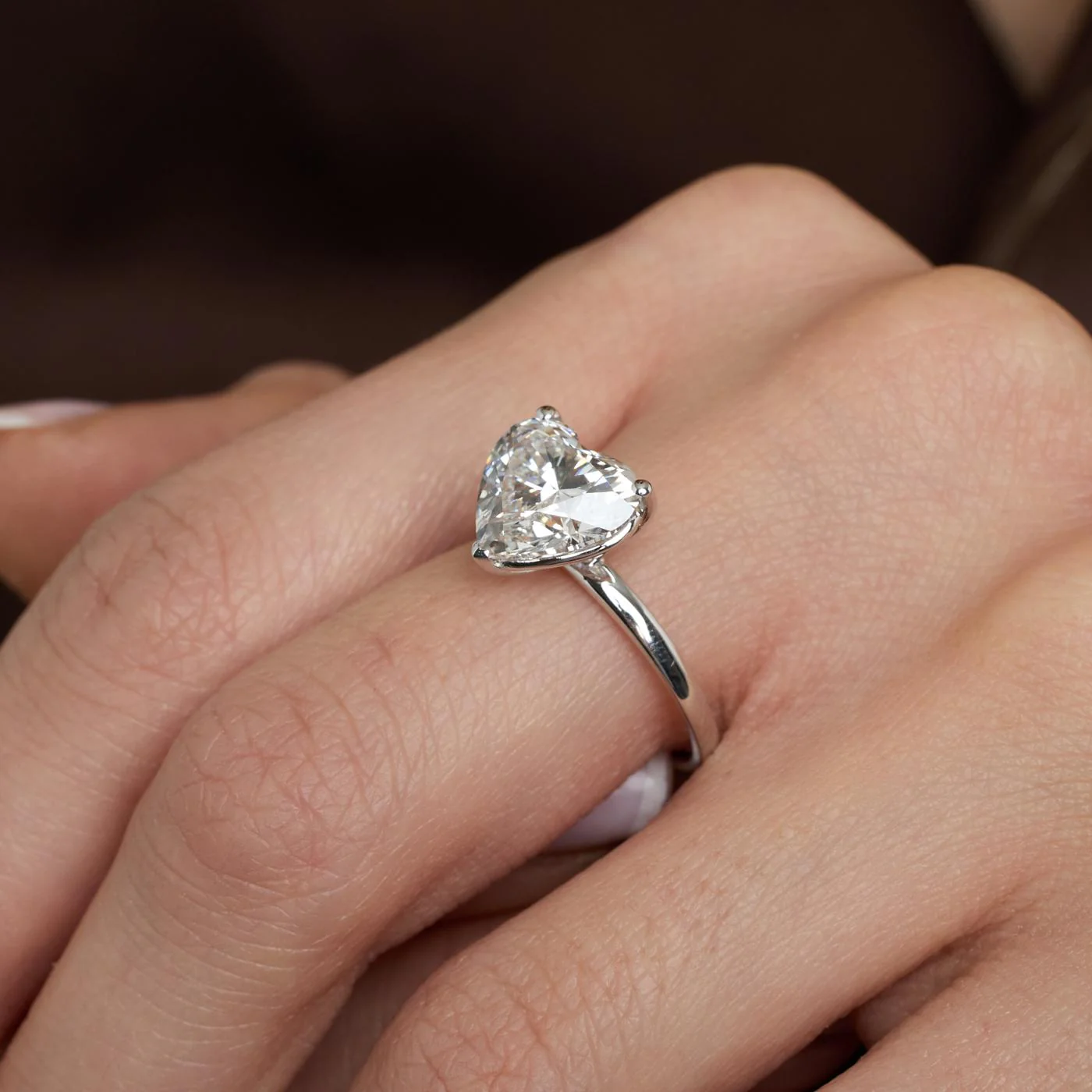 Solitärring i 18K vitt guld med labbodlad hjärtformad diamant (3.12 ct), Strl. 16.9 / Strl. 53 - Image 10