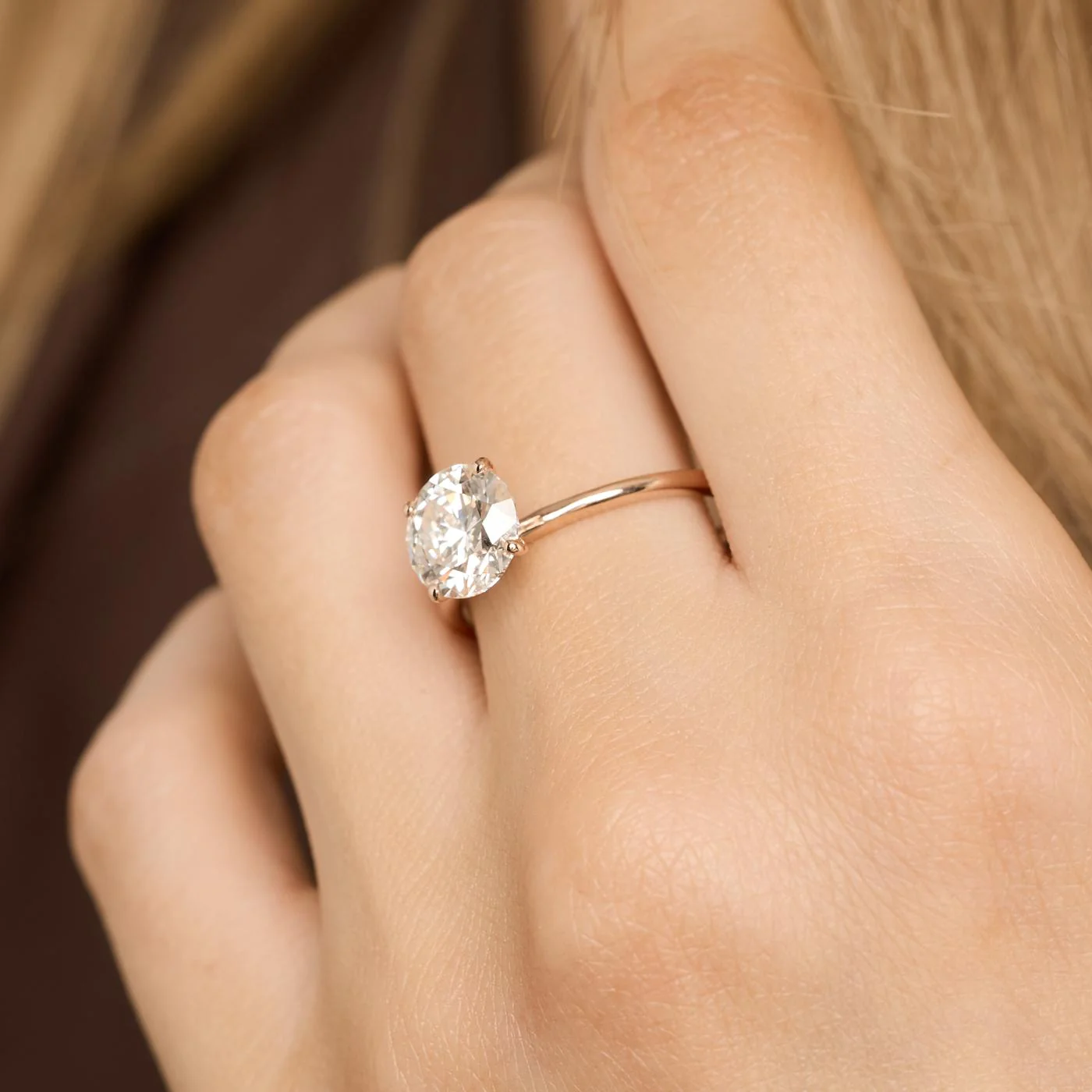 Solitärring med diamant (2.02 ct) i 14K roséguld strl. 18.1 / strl. 57