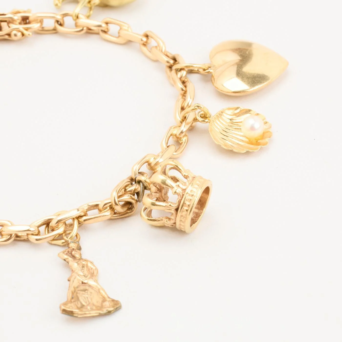Ankarkedja berlockarmband i 14K guld med en pärla, 18 cm, 18.2 g - Image 2