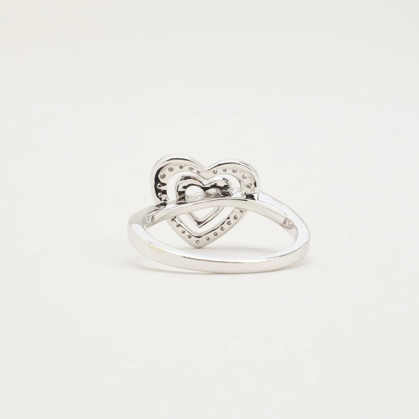Hjärta Hjärtring med diamant (0.09 ct) i 14K vitt guld strl. 16.9 / strl. 53 - Image 4