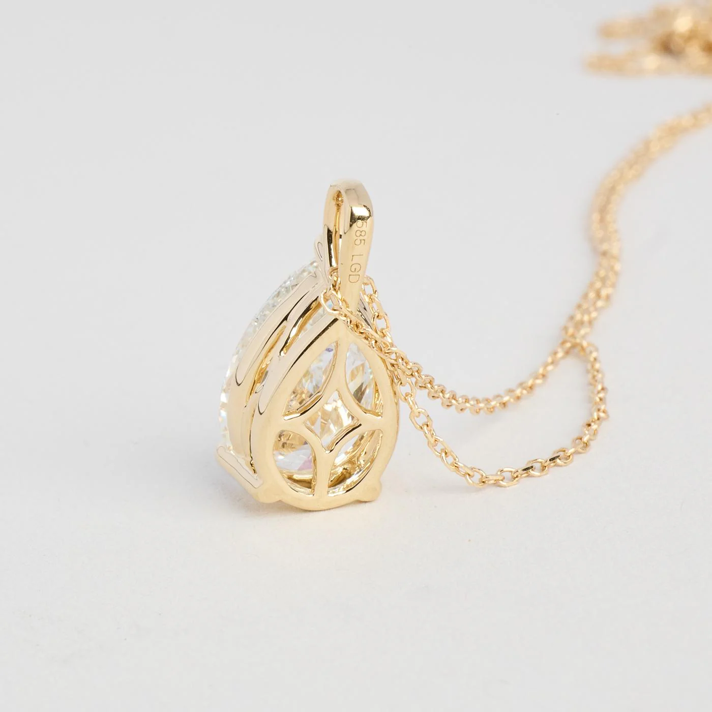 Solitärhalsband med diamant (3.01 ct) i 14K guld, 45 cm, 2.86 g - Image 8