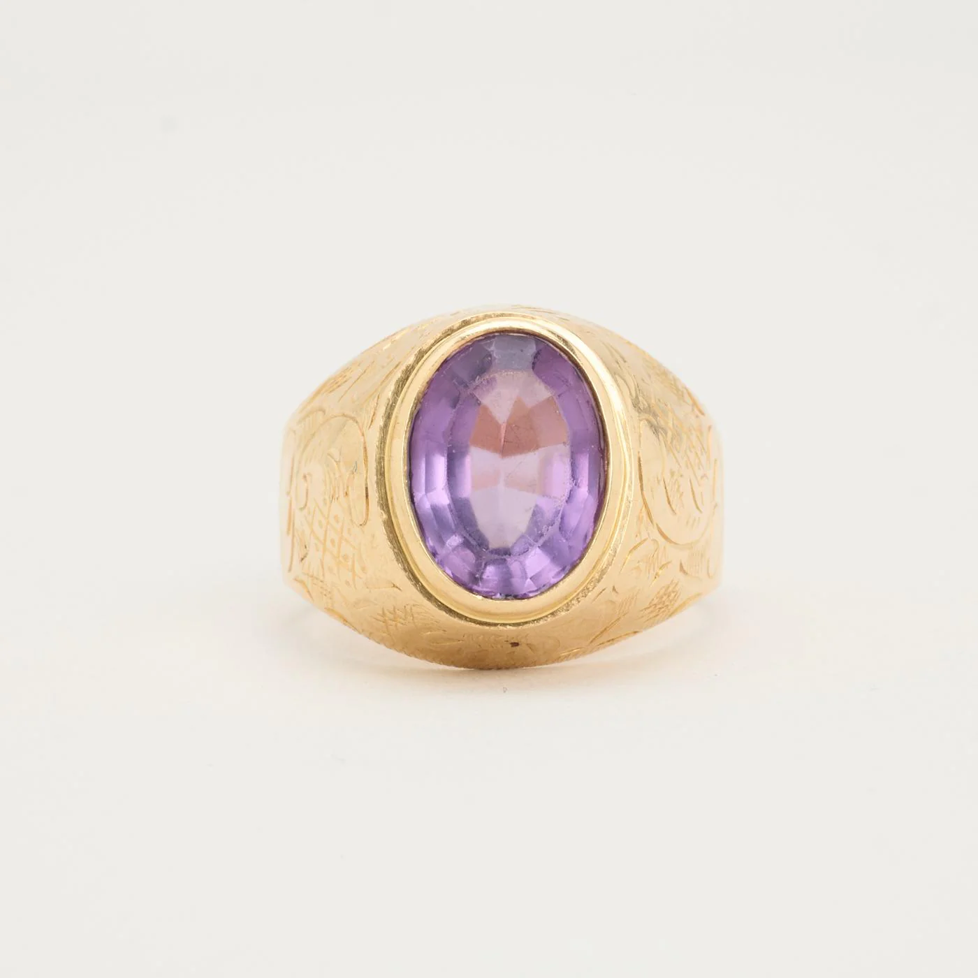 Signetring i 14K guld med ametist, Str. 18.1 / 57 - Image 5