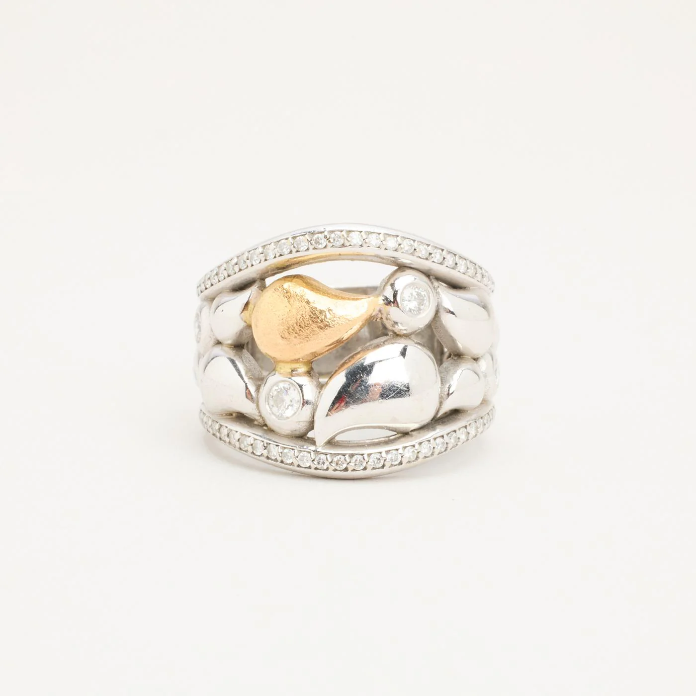 Cocktailring med diamant (0.52 ct) i 14K guld och vitt guld strl. 18.5 / strl. 58 - Image 5